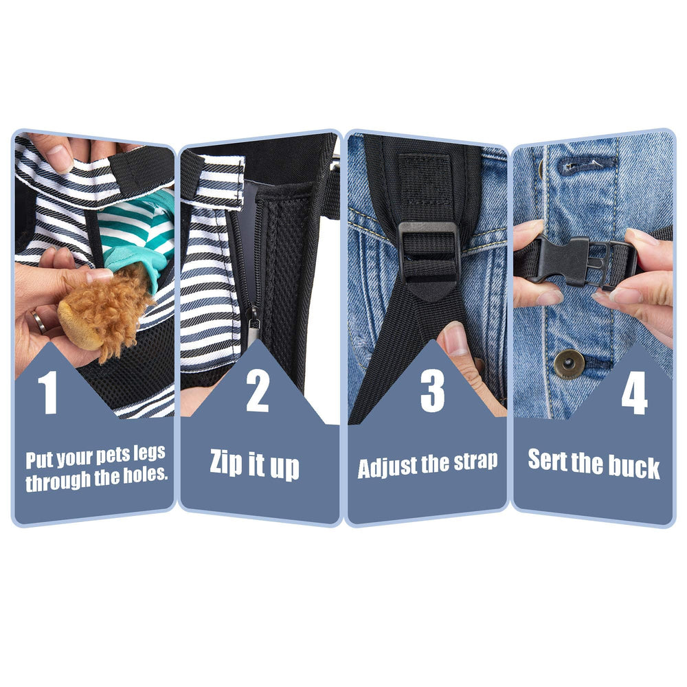 Wakytu dog front carrier adjustable shoulder straps ensure balanced support on long trips.
