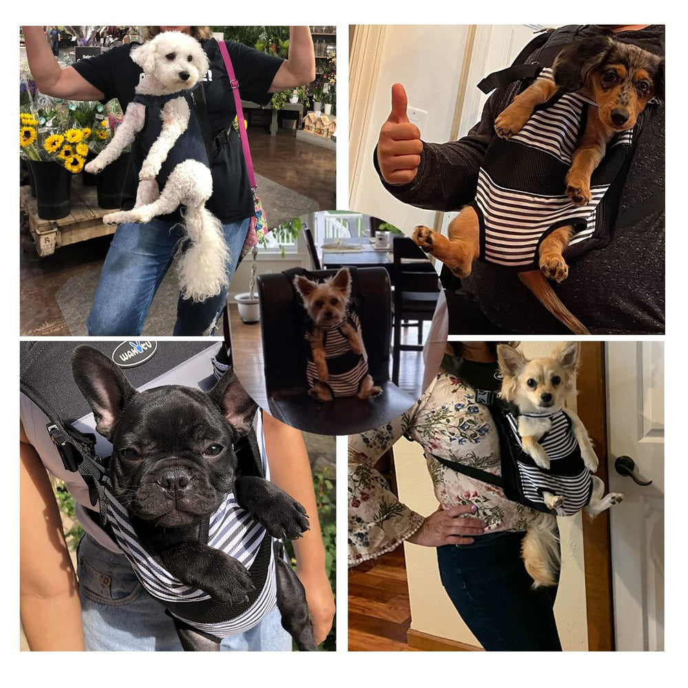 Wakytu dog front carrier anti-escape zipper demonstrates added security during outdoor adventures.