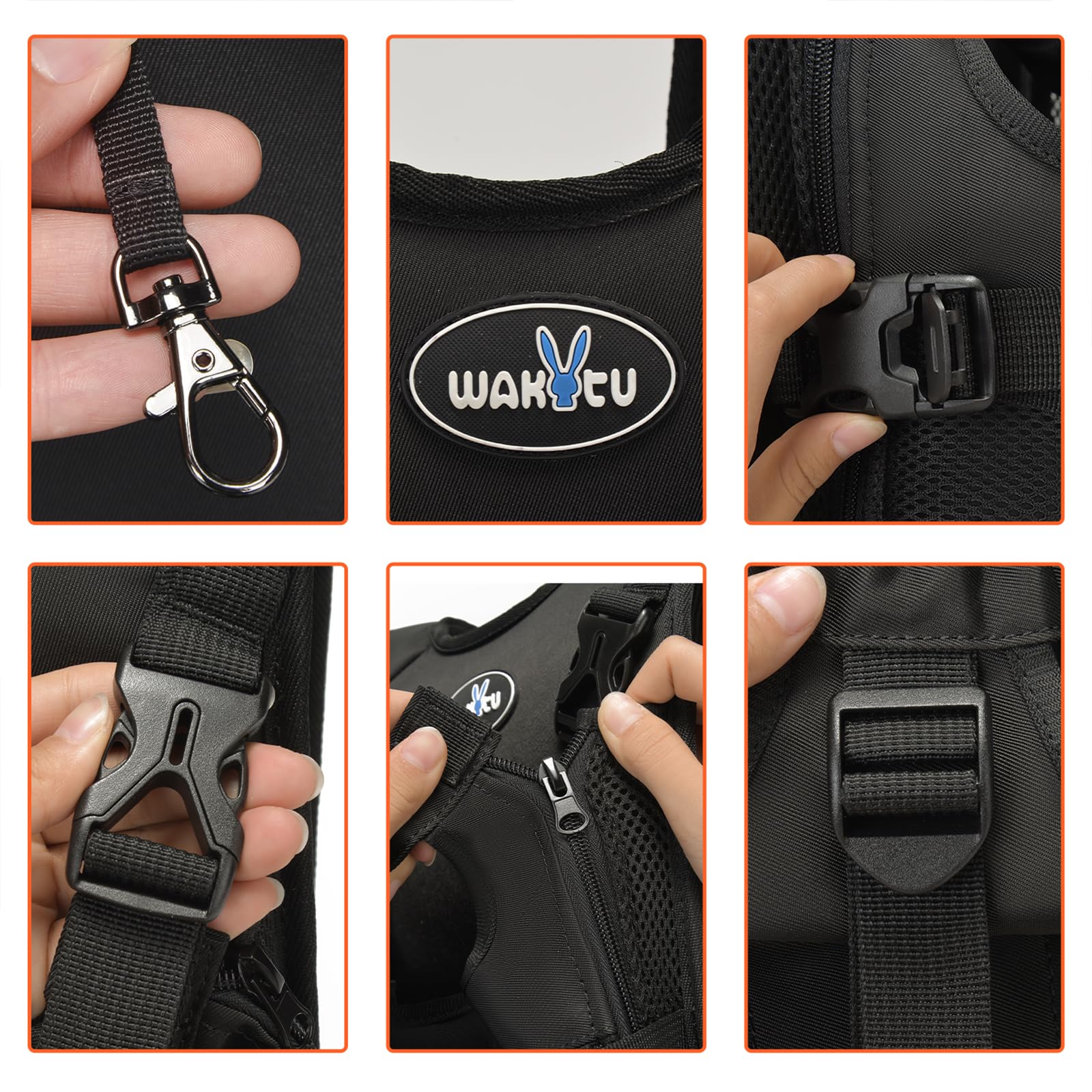 Wakytu carrier crotch fabric cleans easily for quick pet care.