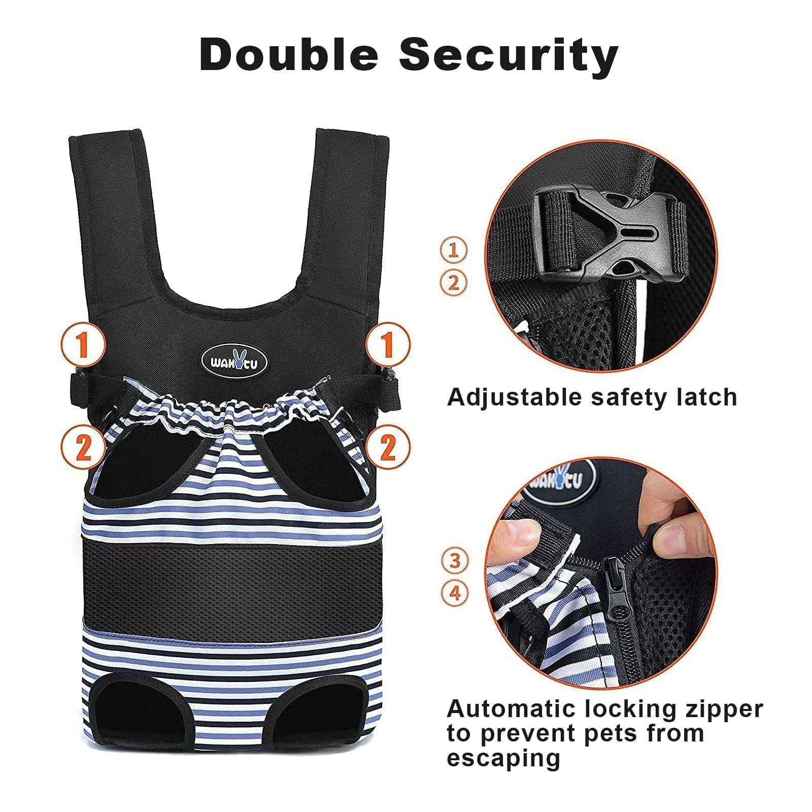Wakytu dog front carrier leg-opening soft edge promotes pet comfort during use.