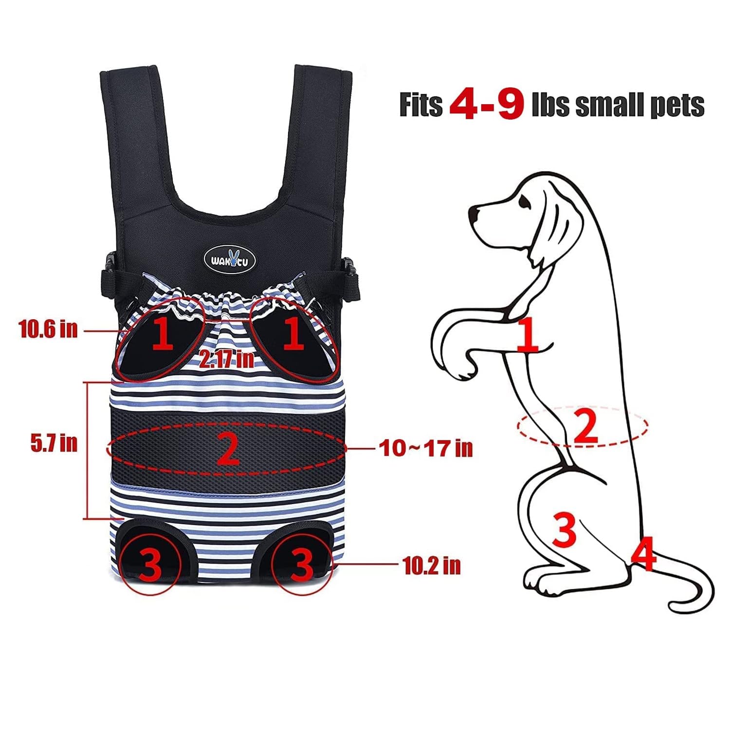 Wakytu dog front carrier waist-fixed belt keeps carrier stable for active wearers.