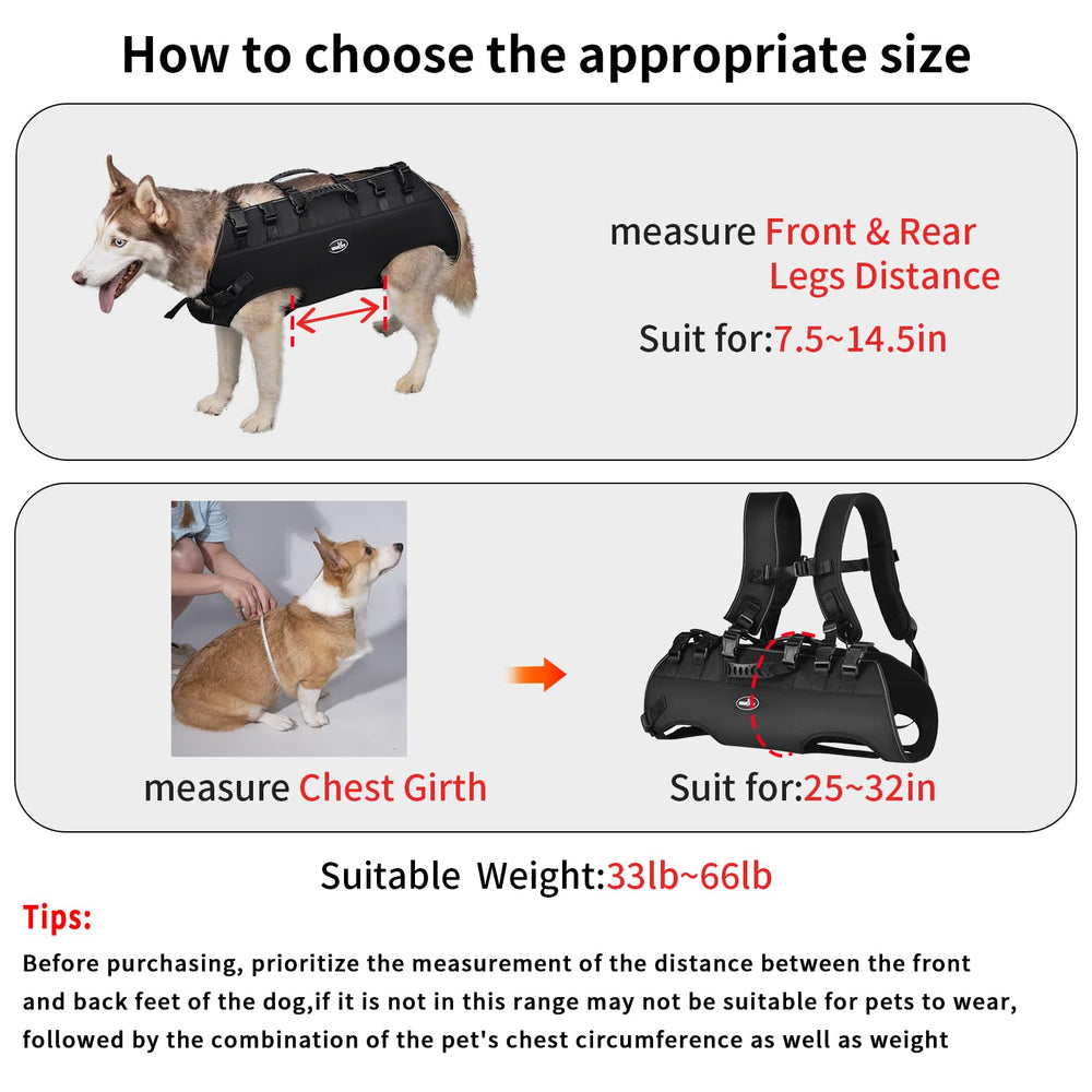 Wakytu dog lift harness in-use on stairs demonstrates secure, controlled transfers
