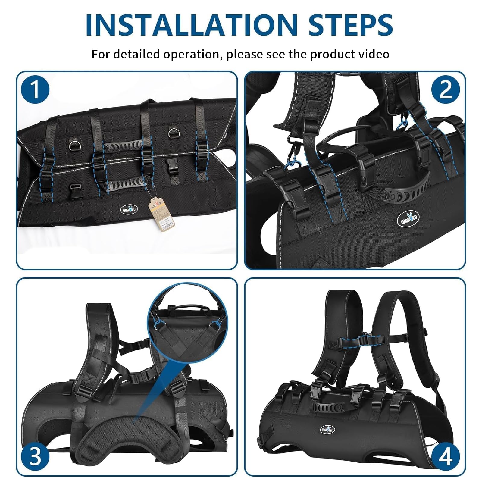 Wakytu dog lift harness washable material enables quick cleaning after outings