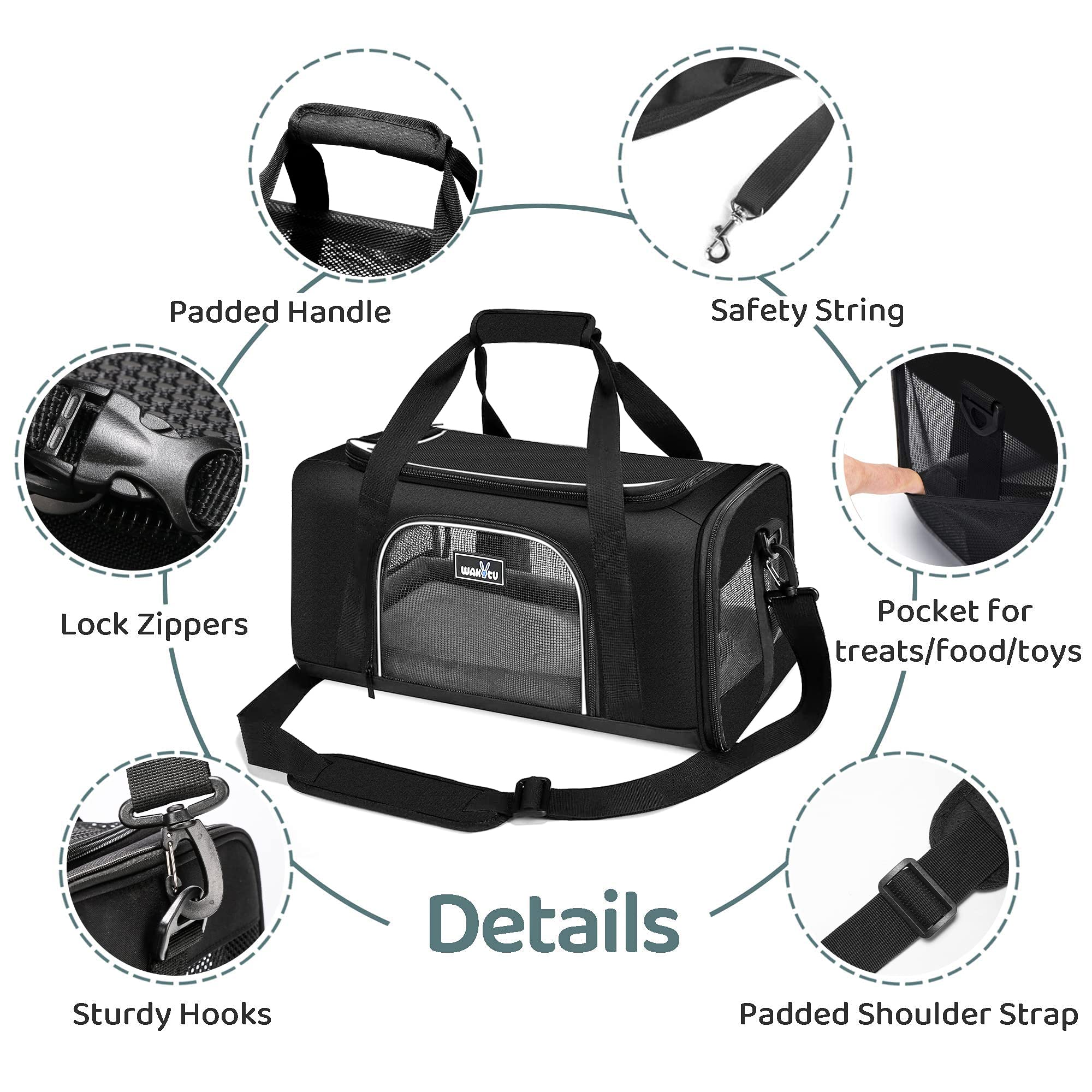 Wakytu padded shoulder strap provides comfortable carrying during travel.