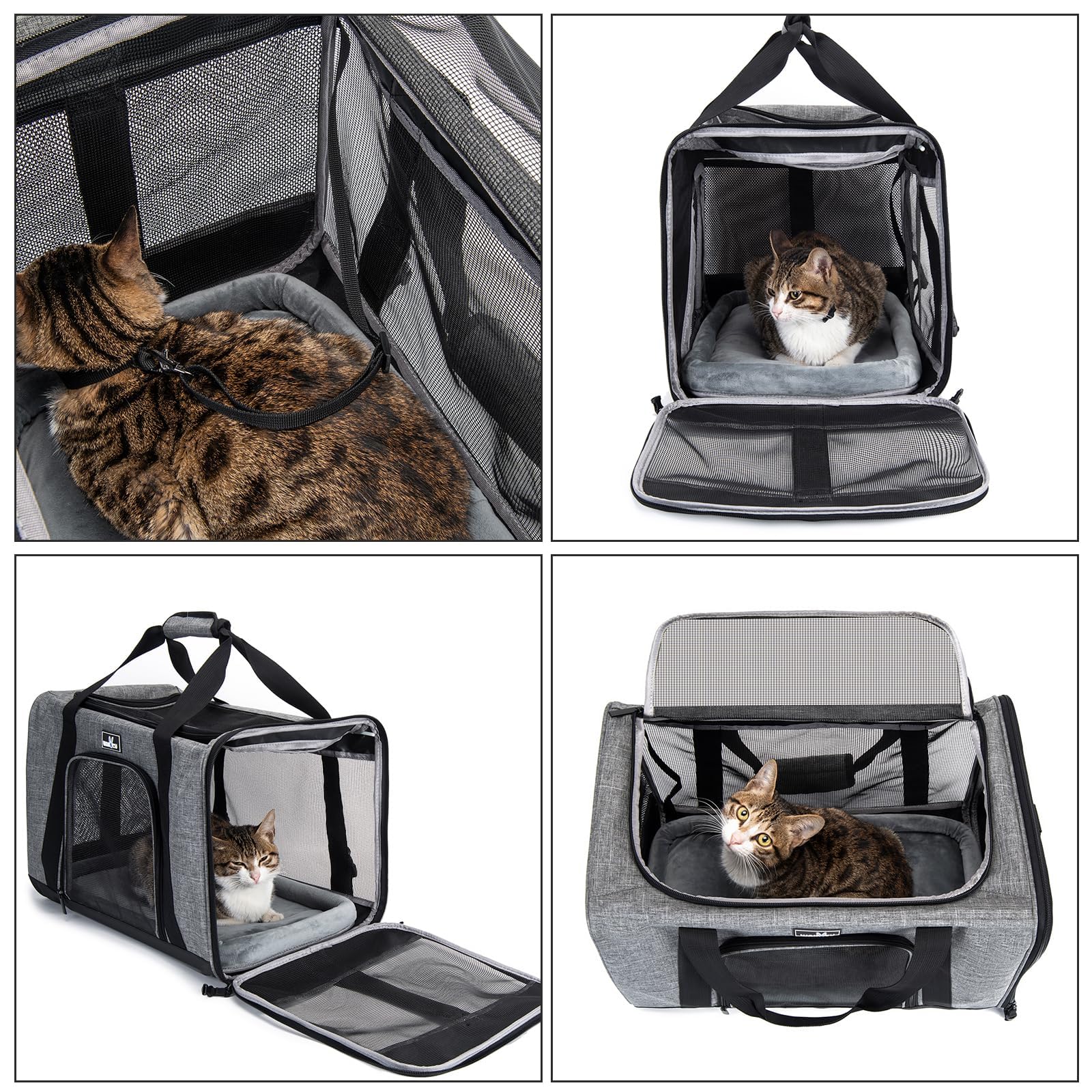 Wakytu pet carrier five mesh windows provide ventilation and visibility for calming pets.