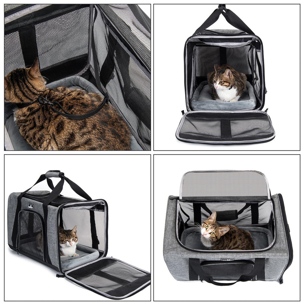 Wakytu pet carrier five mesh windows provide ventilation and visibility for calming pets.