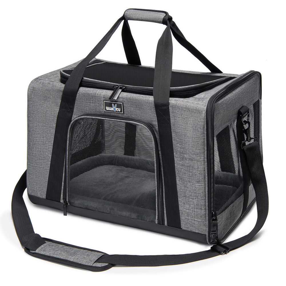 Wakytu pet carrier folded compactly for easy storage during travel
