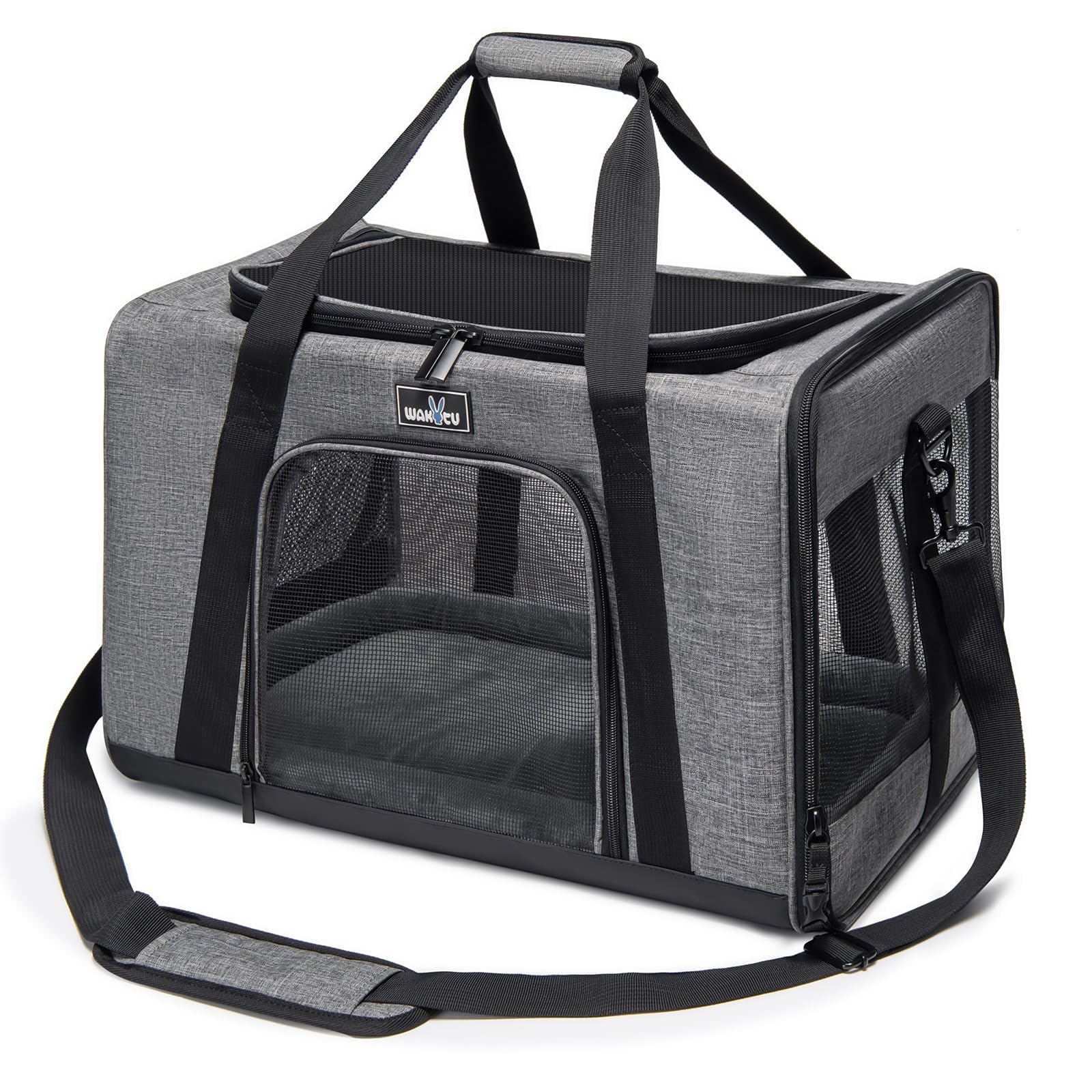 Wakytu pet carrier folded size view highlights compact cabin-ready design for easy travel.
