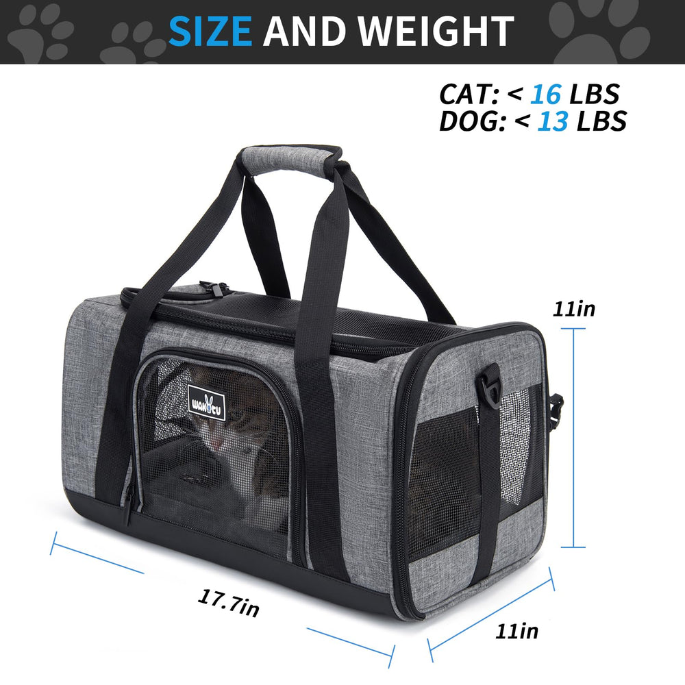 Wakytu pet carrier unfolded size view shows roomy interior for small pets on trips.