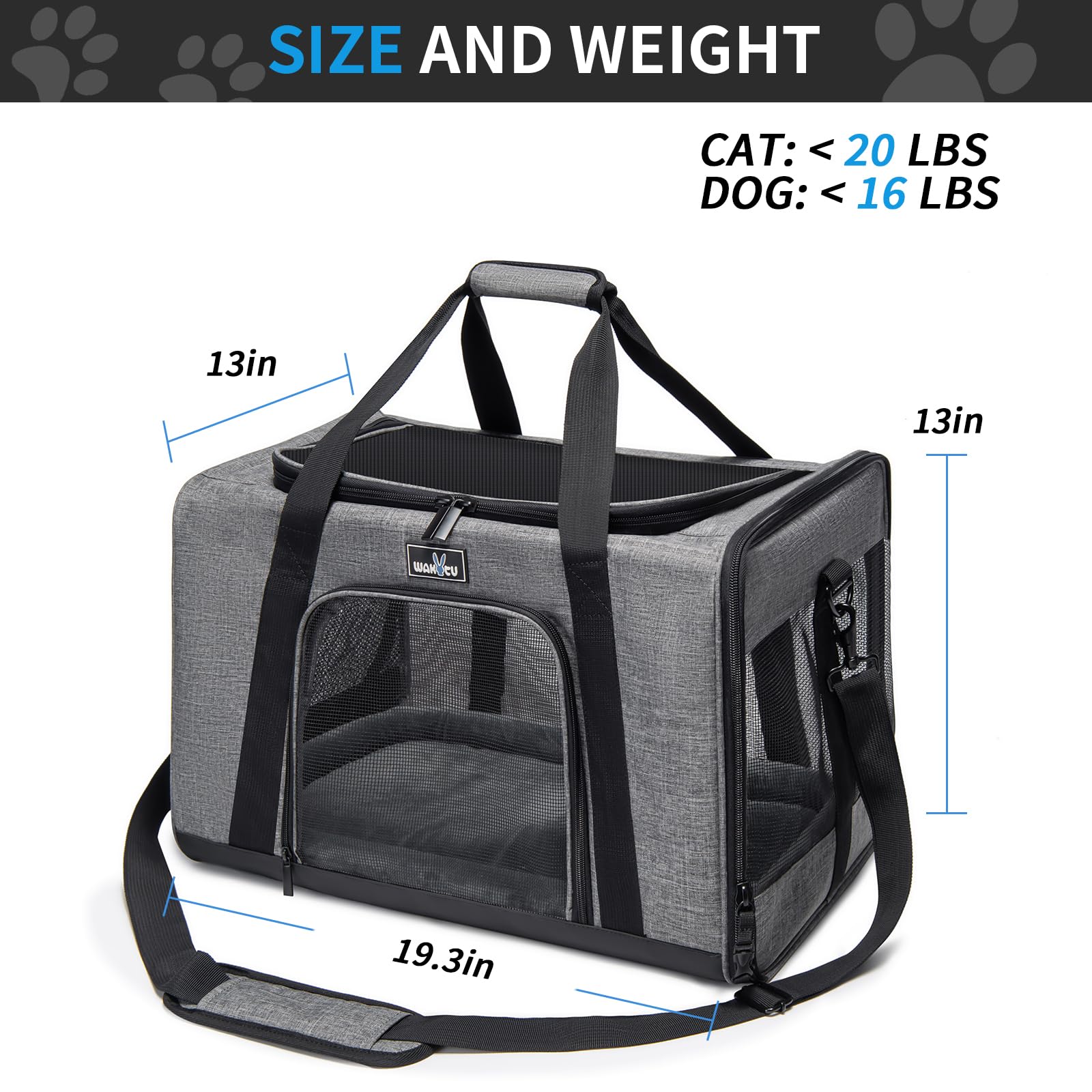 Wakytu carrier with five mesh windows for airflow and visibility of your pet