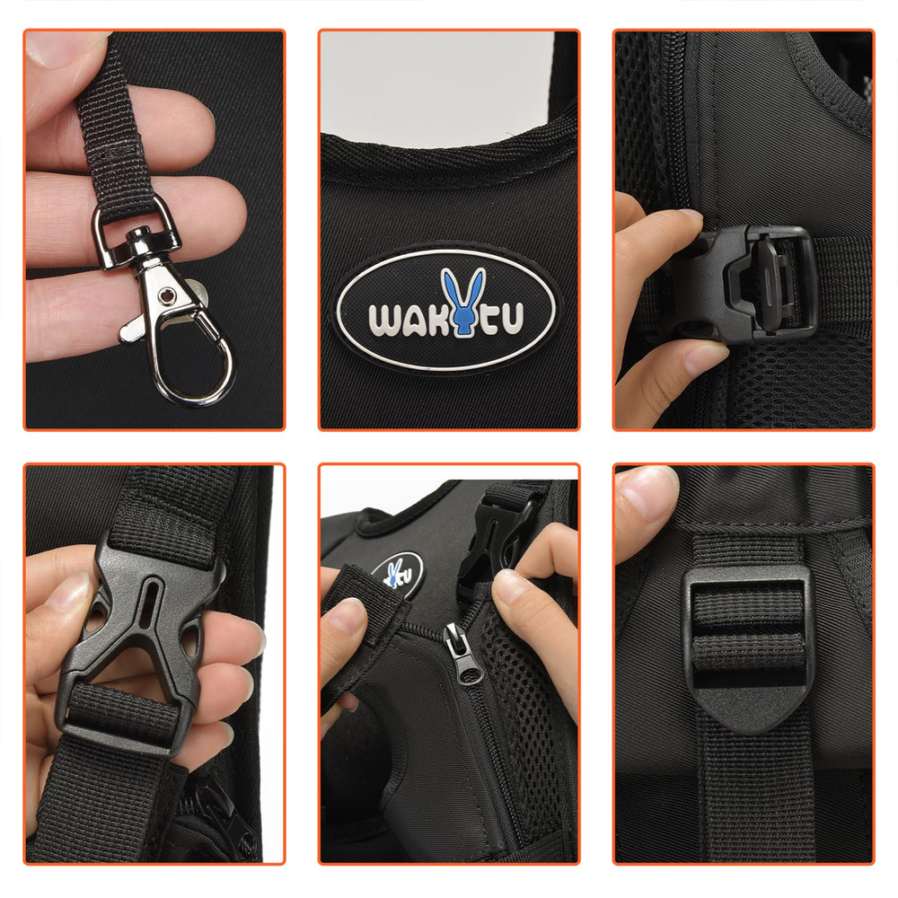 Wakytu Pet Front Carrier Backpack back mesh pad enhances cooling during travel.