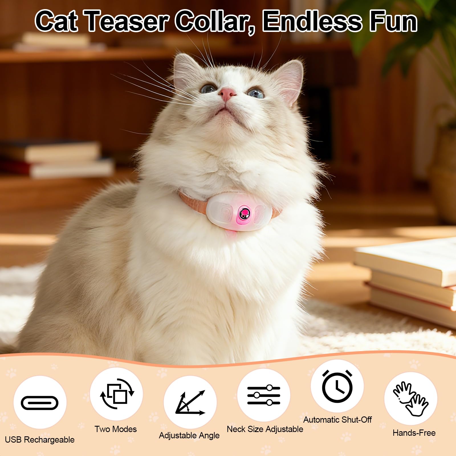 Walfront laser cat toy two-mode setup showing steady beam and flicker for engagement