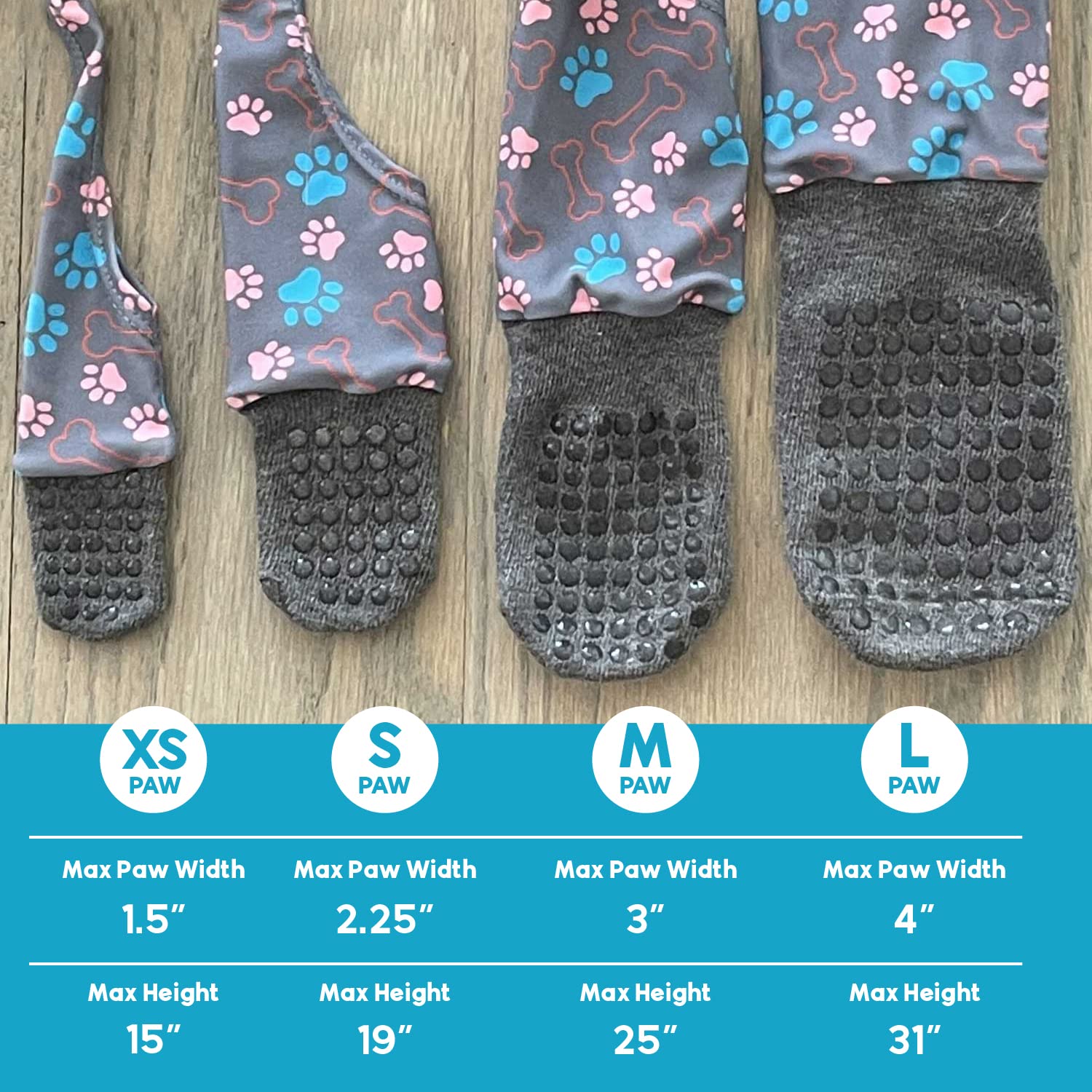Walkee Paws back-over design sock securely staying on during movement