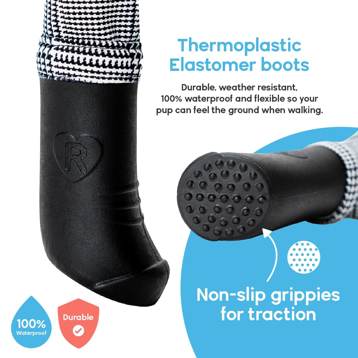 Walkee Paws machine-washable dog boots simplify post-walk cleanup.