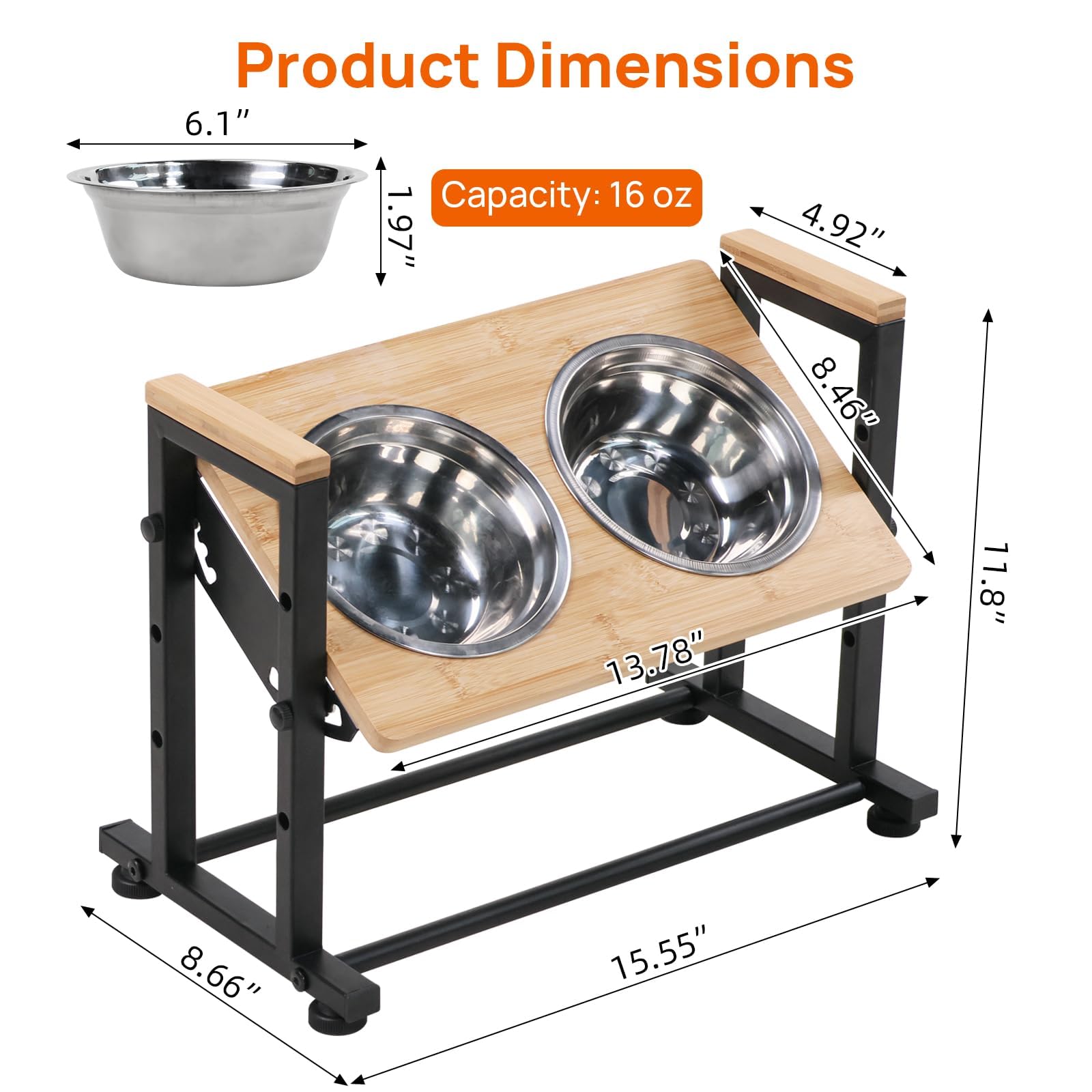 Walnest 16oz stainless steel bowls ready for food and water