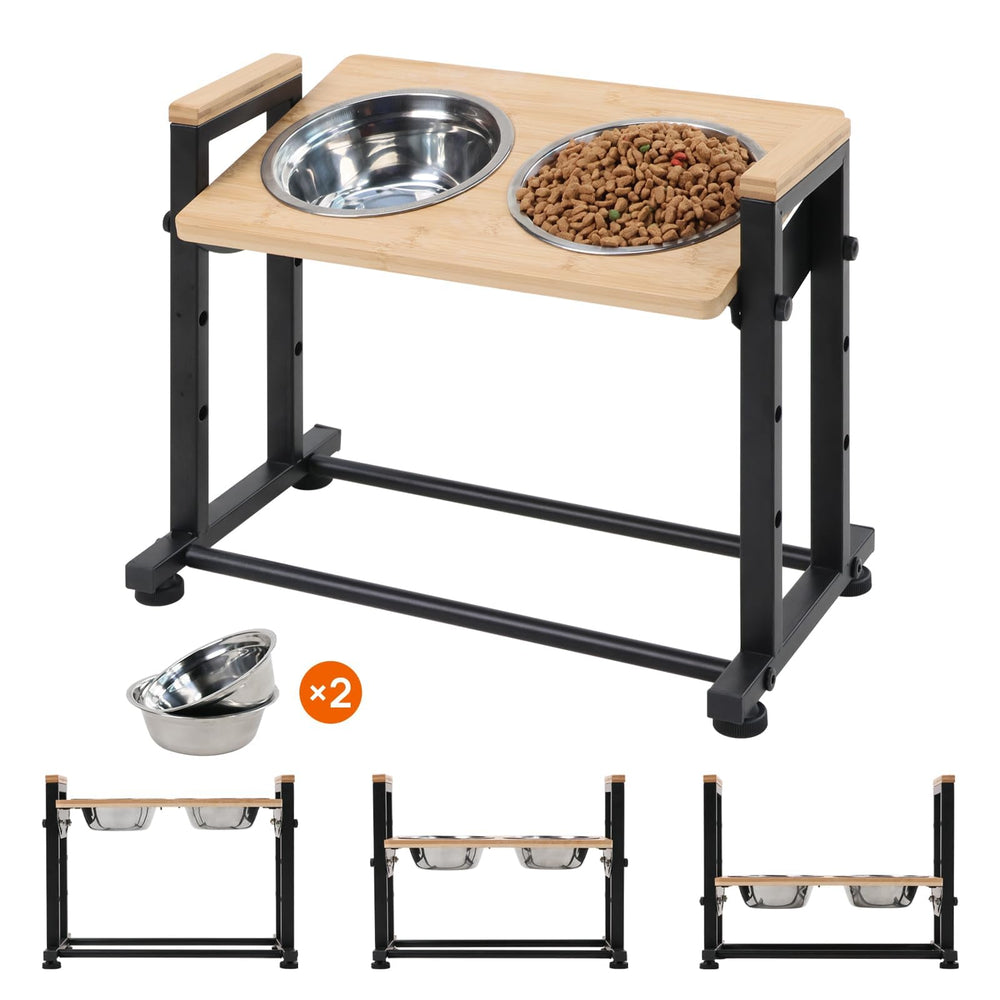 Walnest adjustable-height pet feeder top with ergonomic wood surface for comfortable feeding