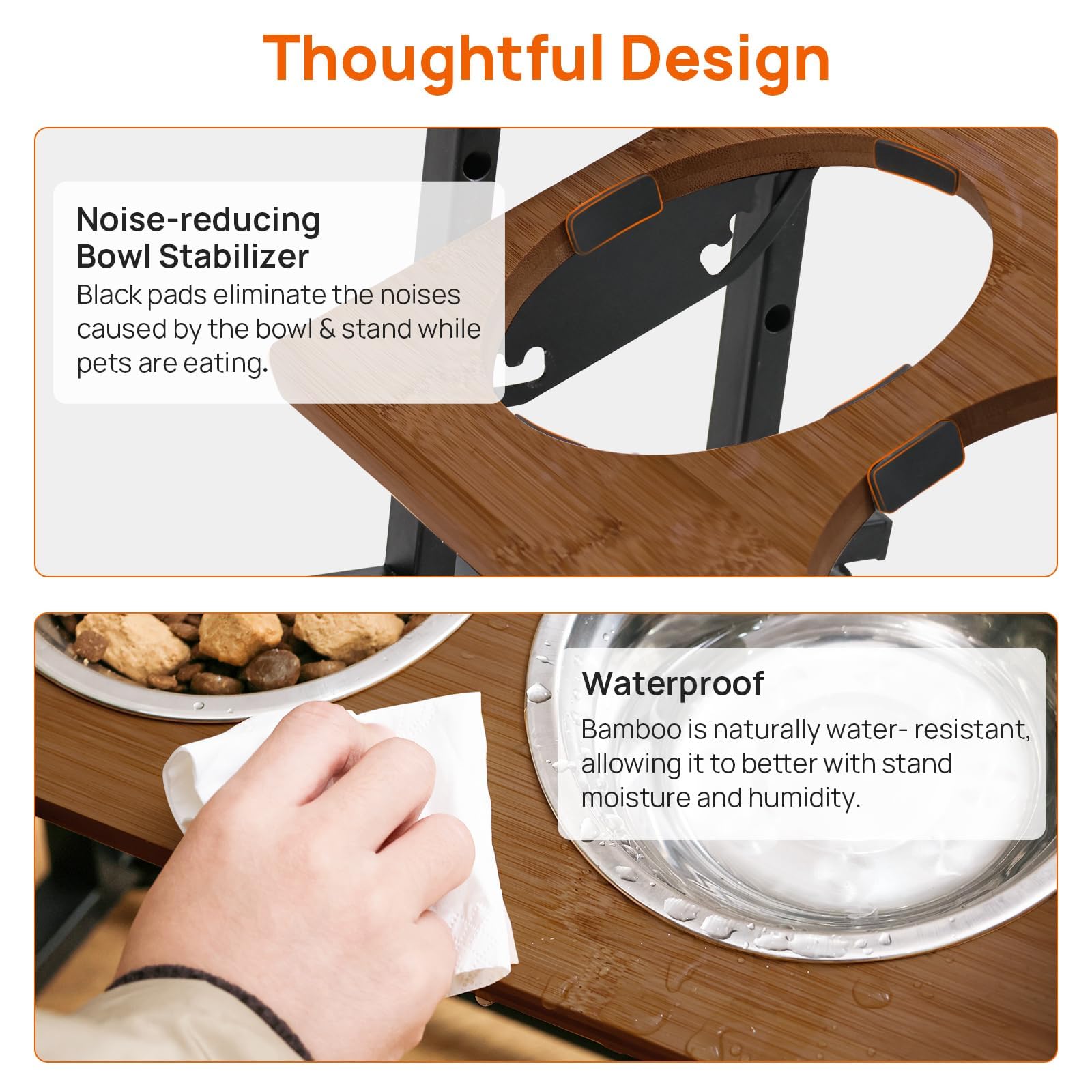 Walnest pet feeder stand black metal frame demonstrates durable construction with non-slip feet.