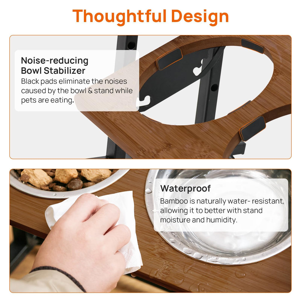 Walnest pet feeder stand black metal frame demonstrates durable construction with non-slip feet.