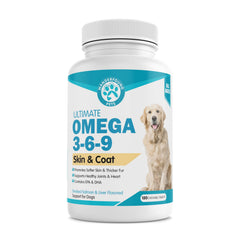 Wanderfound Pets omega-3 dog supplement bottle with smoked salmon flavor supports coat health