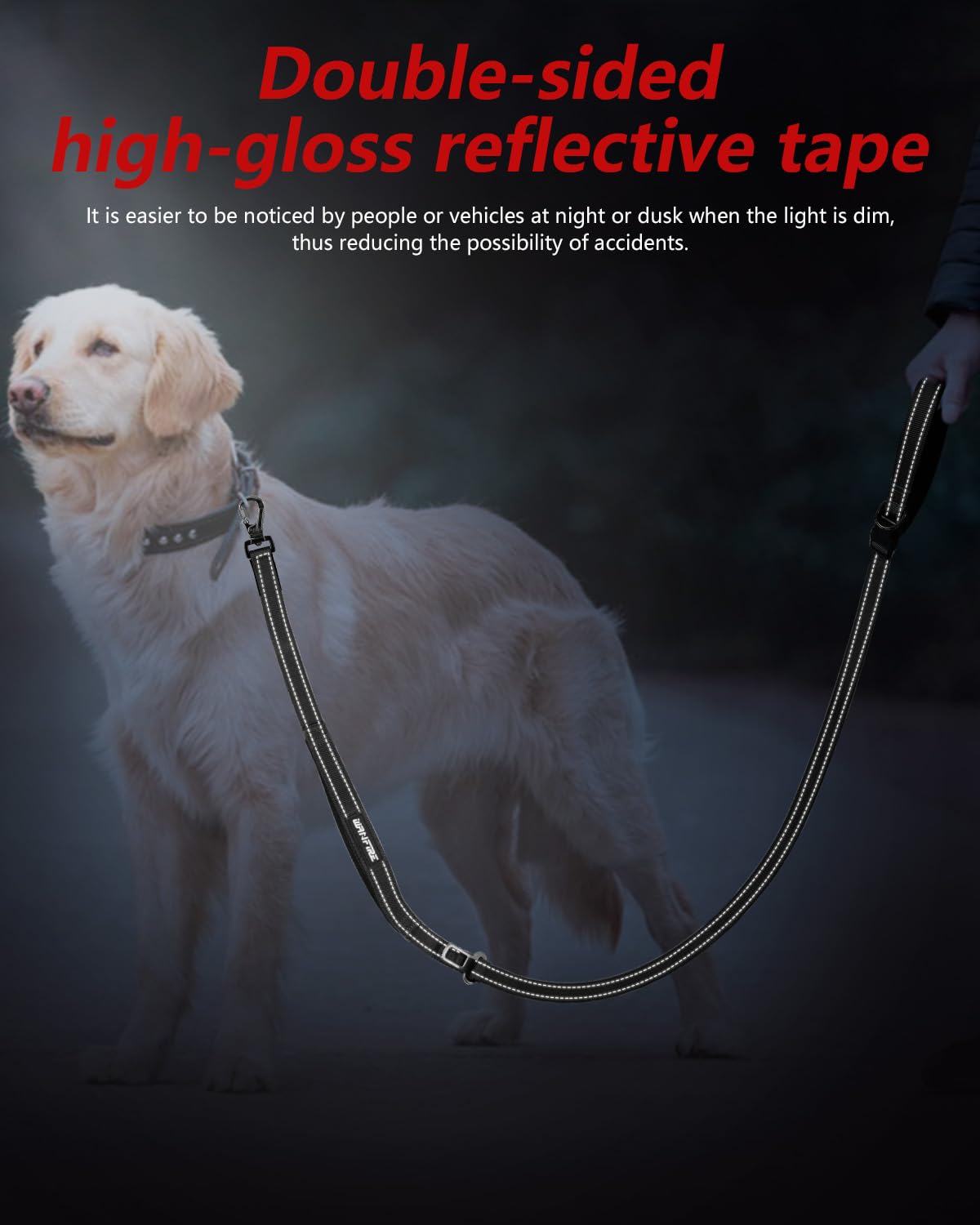 WANFIRE Hands Free Dog Leash 360° rotating lock prevents breakage and keeps control.