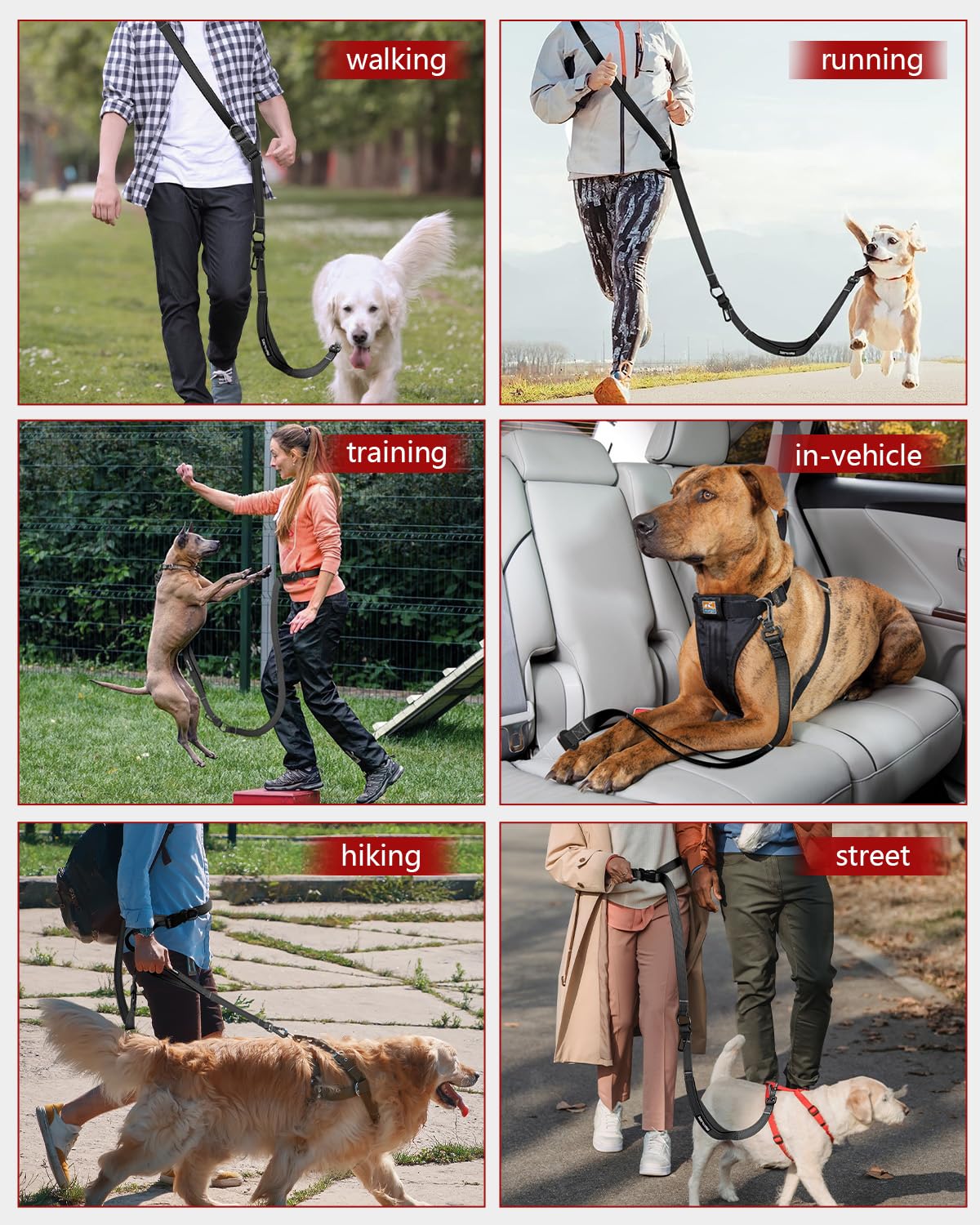 WANFIRE Hands Free Dog Leash reflective design improves nighttime safety.