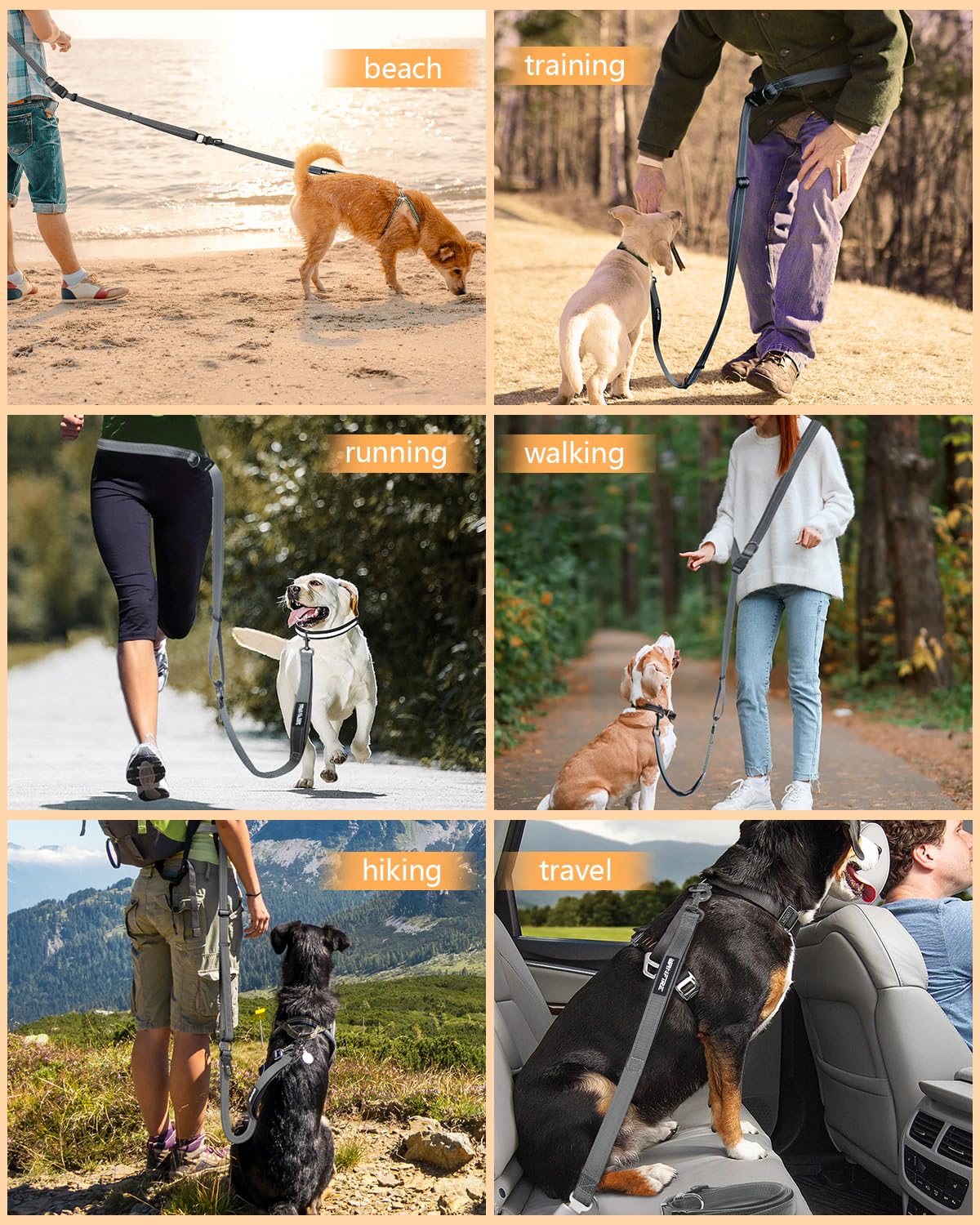 WANFIRE leash with soft neoprene handles for comfortable grip.
