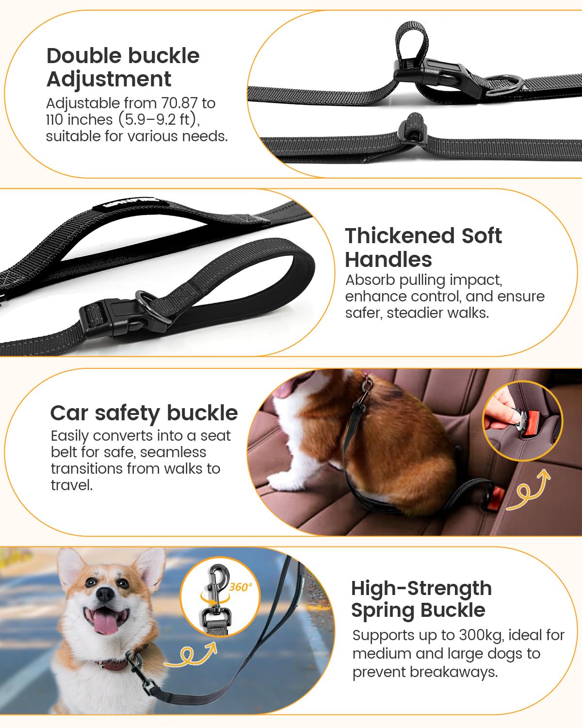 WANFIRE 360-degree rotating clip for tangle-free training sessions.