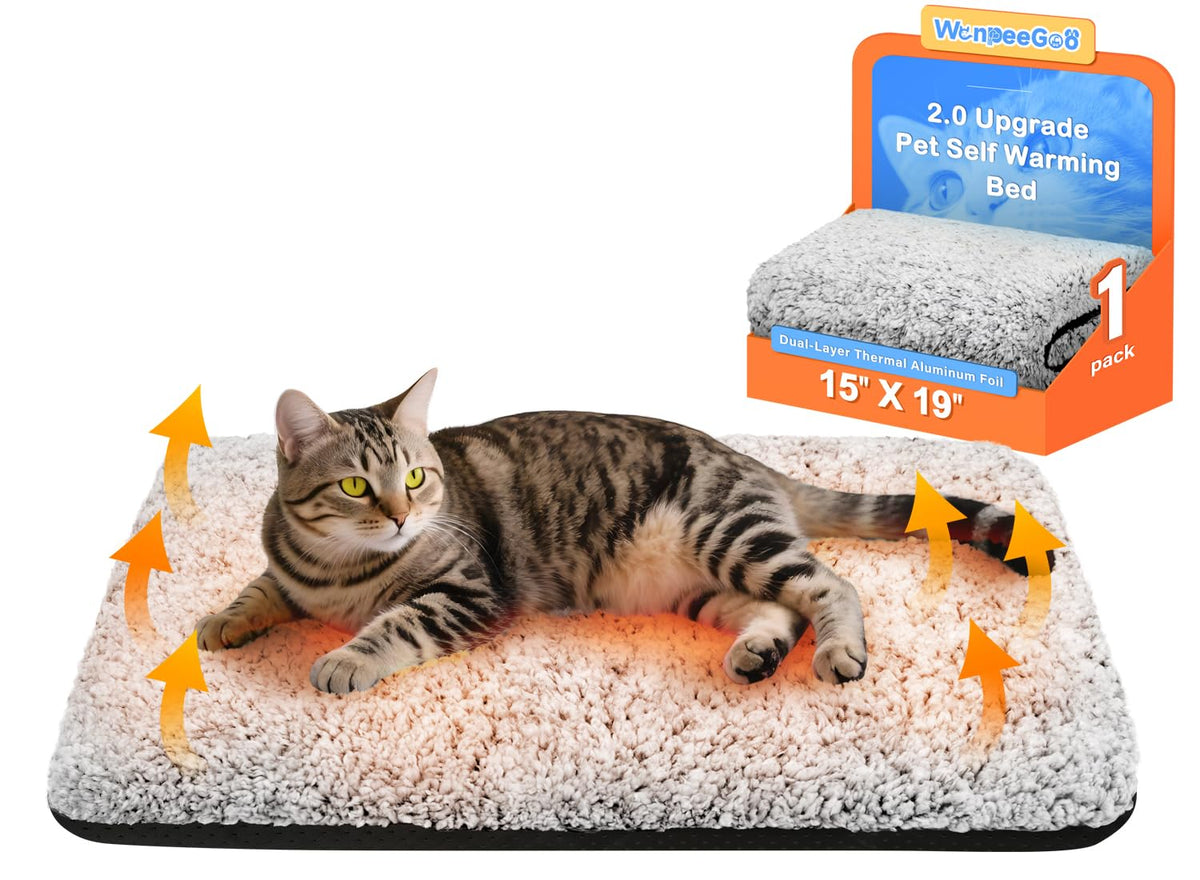 WanpeeGoo cama auto calentable para gatos 15x19 con calor cómodo sin cables