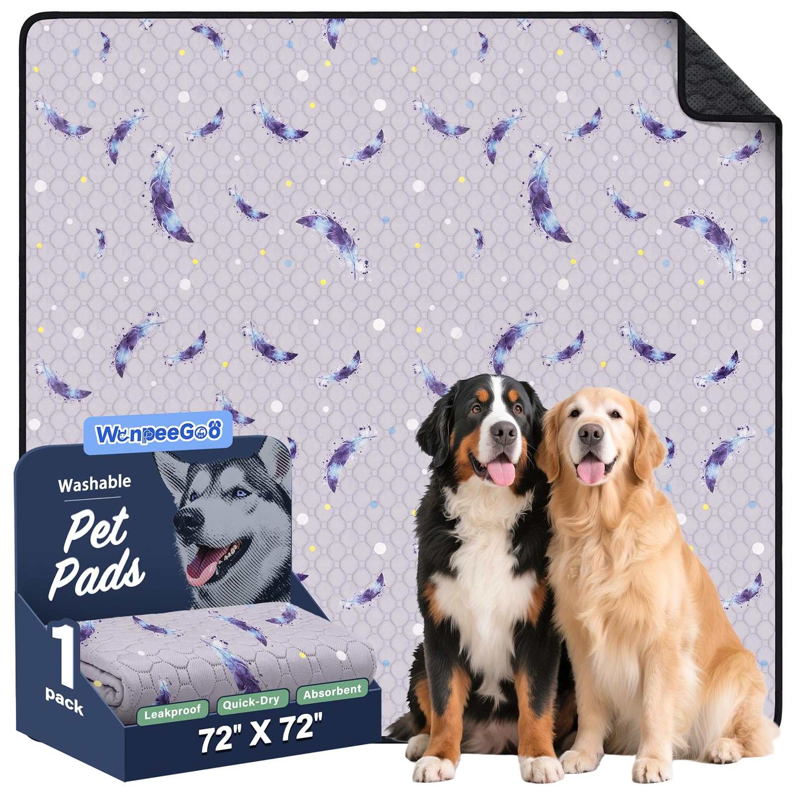 WanpeeGoo washable dog pee pad top view — ample space for training and comfort