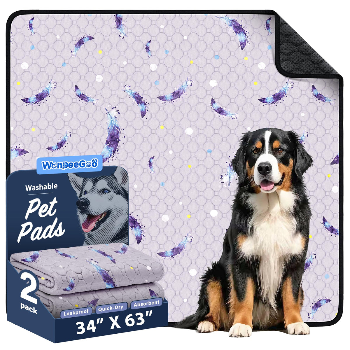 WanpeeGoo washable pee pad 2-pack shown in a cozy home setting, ideal for frequent training.
