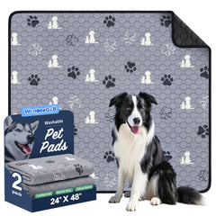 WanpeeGoo washable pee pad 2-pack on floor, soft surface aids puppy training.