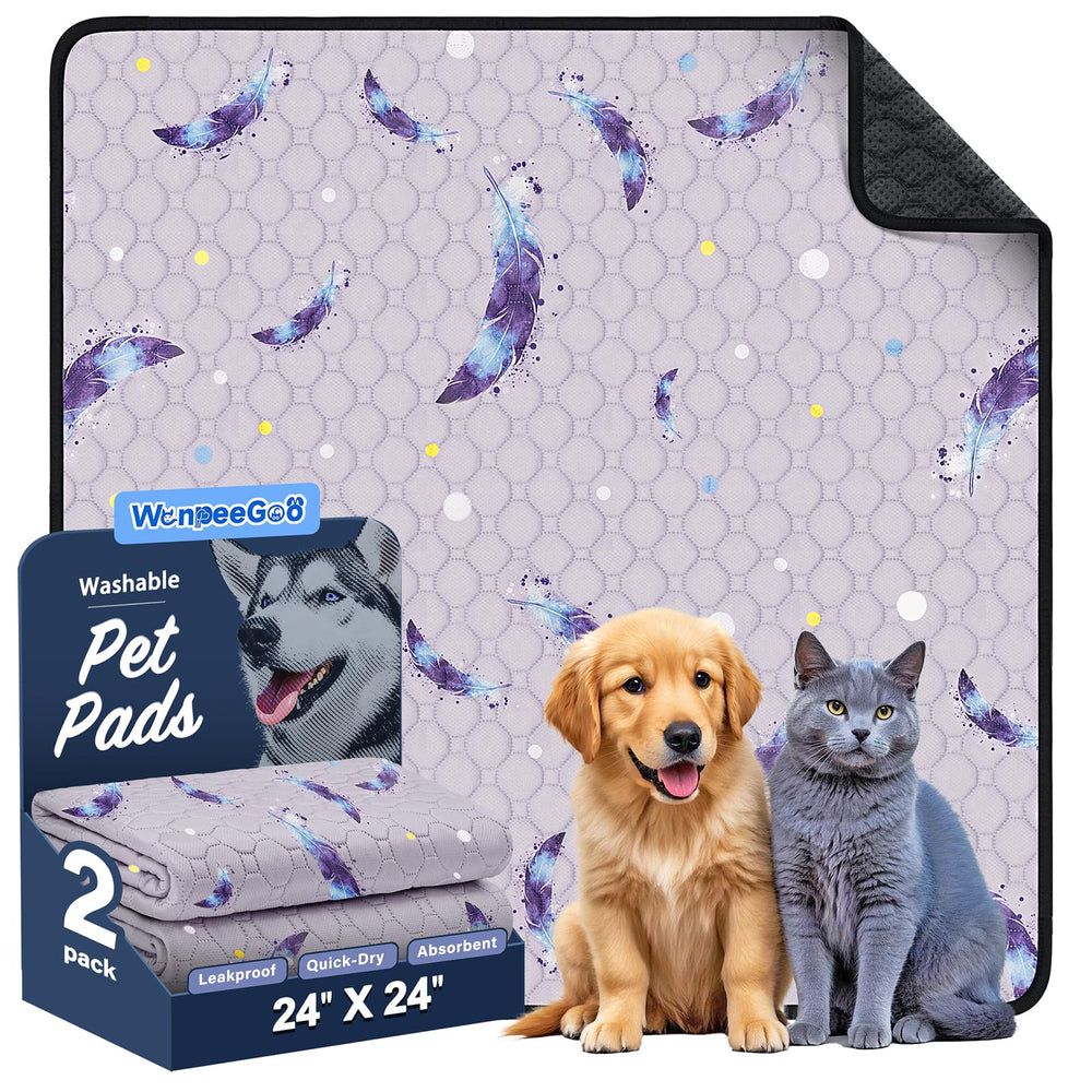 WanpeeGoo feather-pattern 24x24 pad offers a soft, absorbent training surface