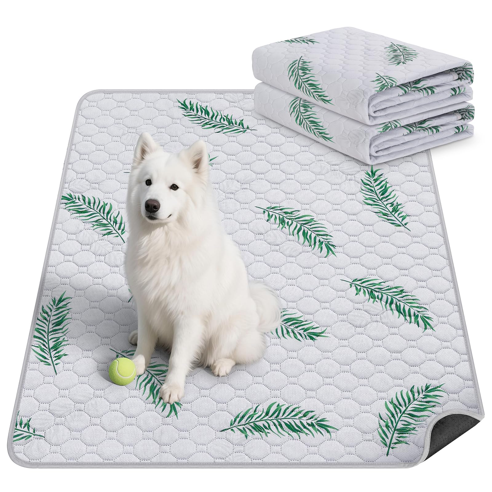 WanpeeGoo washable pee pad 36x36 with leaf pattern offers reusable puppy training surface