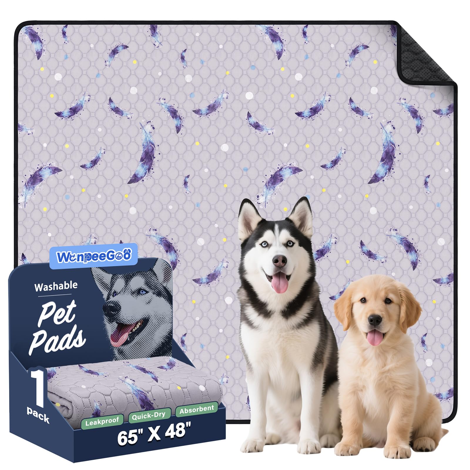 WanpeeGoo leaf-pattern washable pee pad offers a roomy, comfortable training surface for puppies
