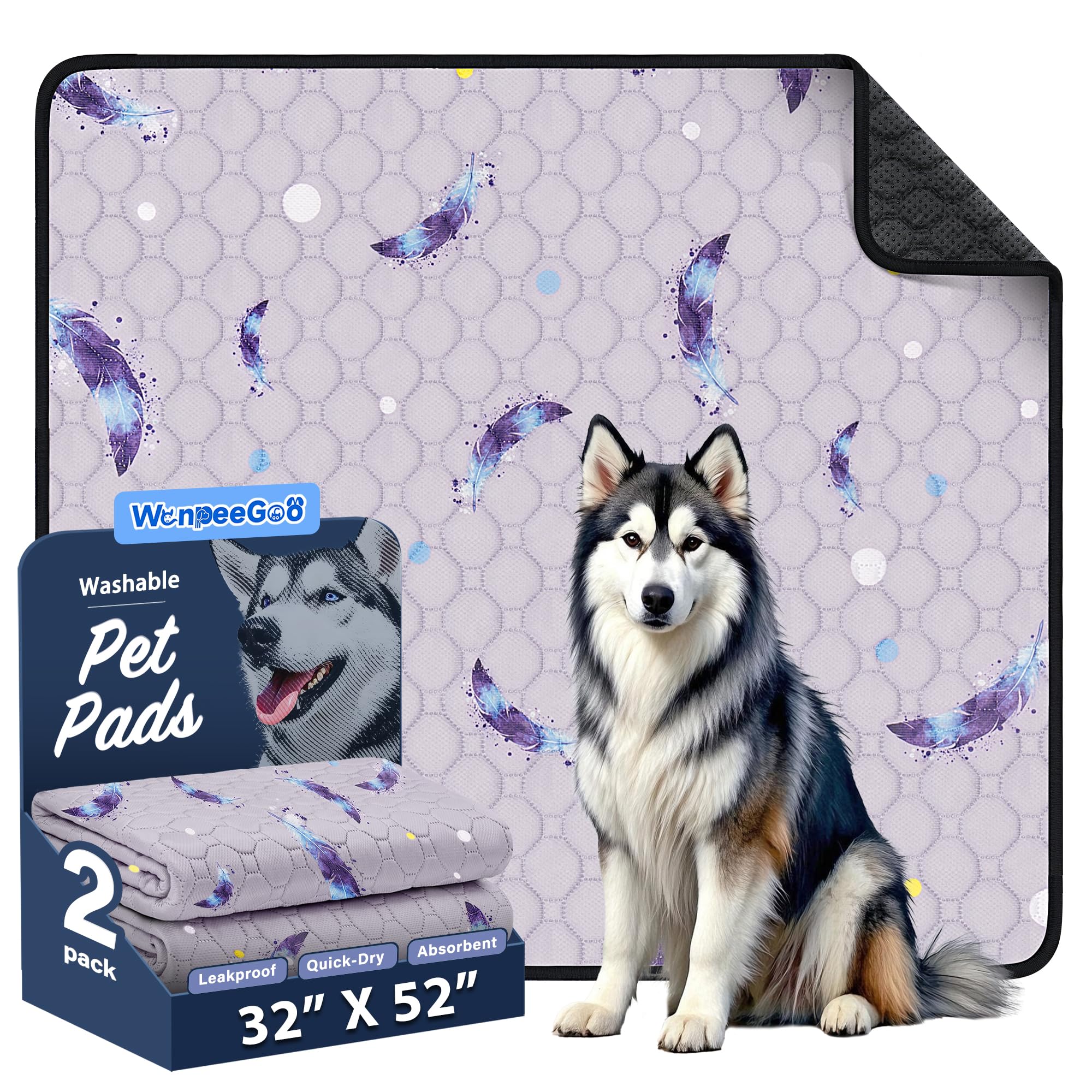 WanpeeGoo 2-pack washable pee pads ready for training, reusable and absorbent.
