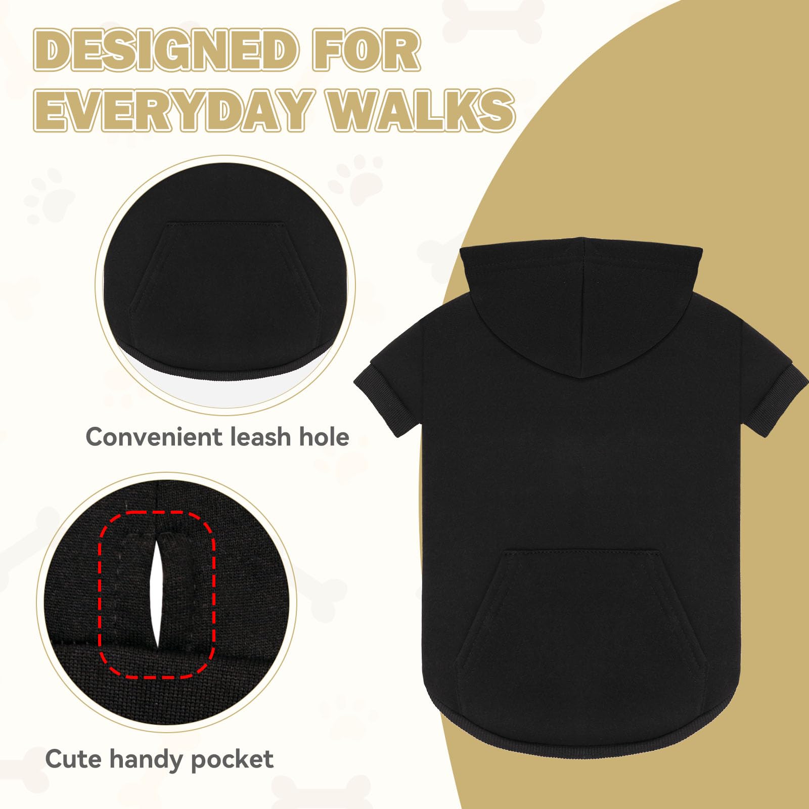 Waoduld 5XL dog sweater hoodie pocket view illustrates handy storage
