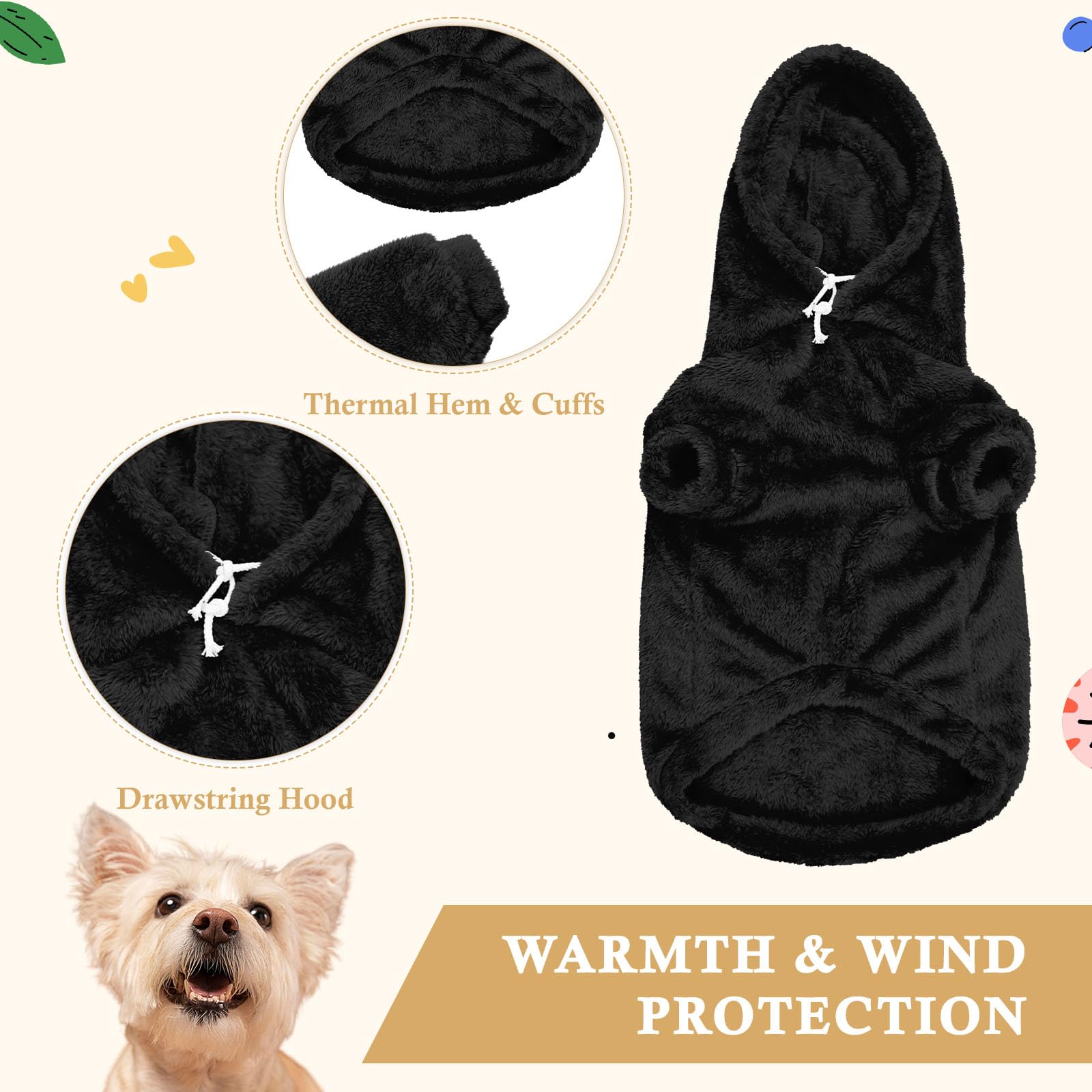 Waoduld dog sweater hoodie pocket detail for treats