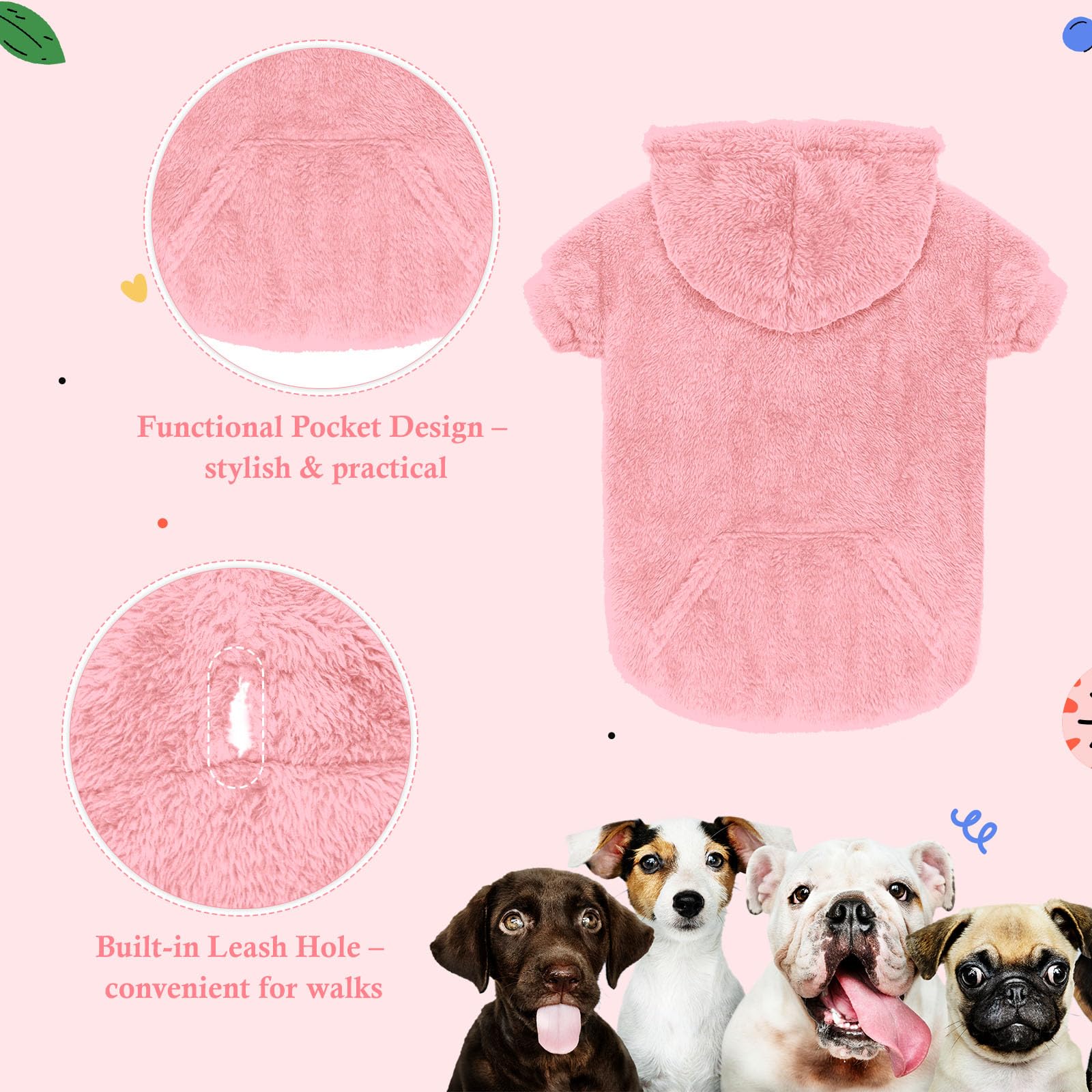 Waoduld dog hoodie pocket detail ideal for treats during walks