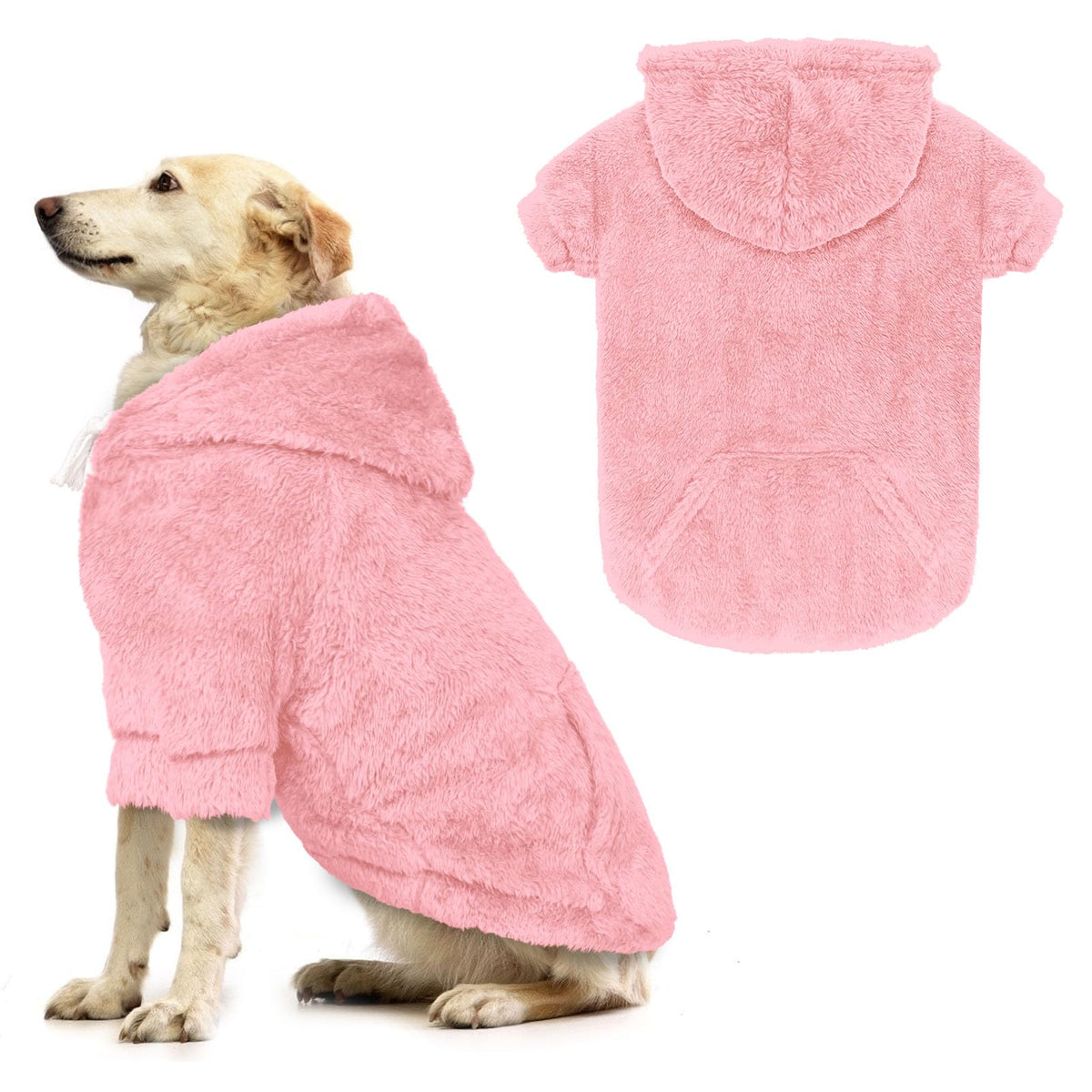 Waoduld dog sweater large 2XL pink front view for warm outdoor walks