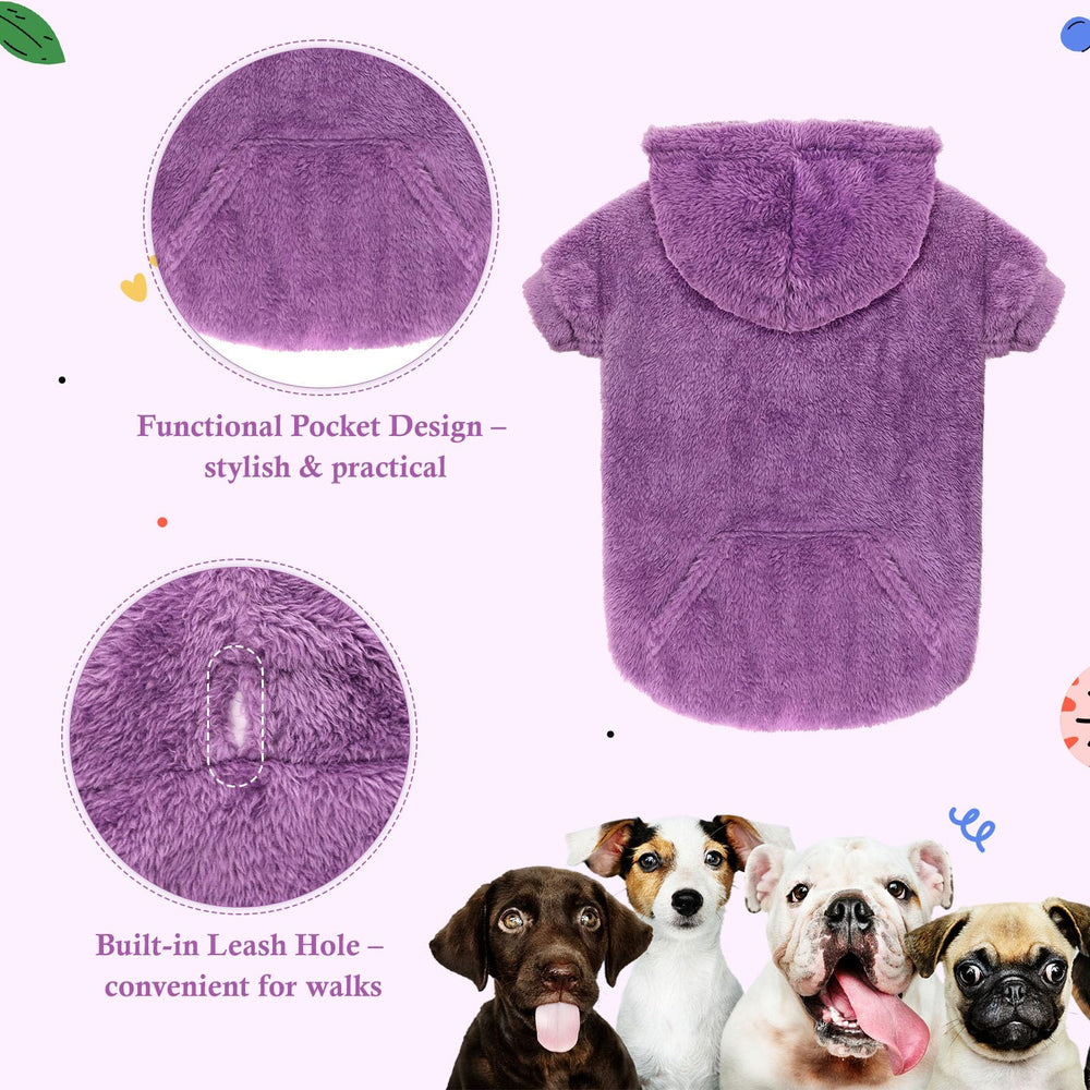 Waoduld dog sweater hoodie with pocket for small items.