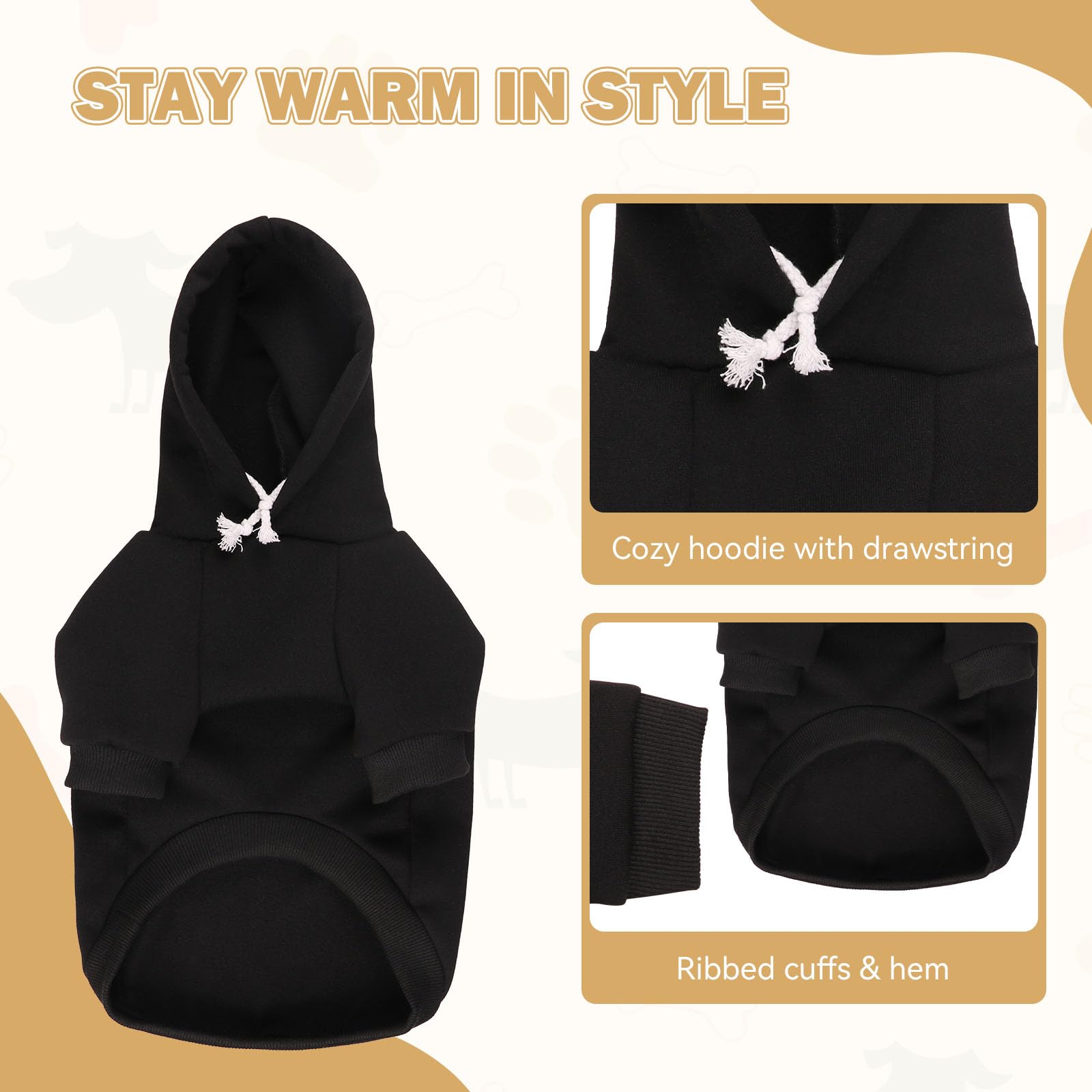 Waoduld dog sweater size chart showcases 7 sizes for a snug fit