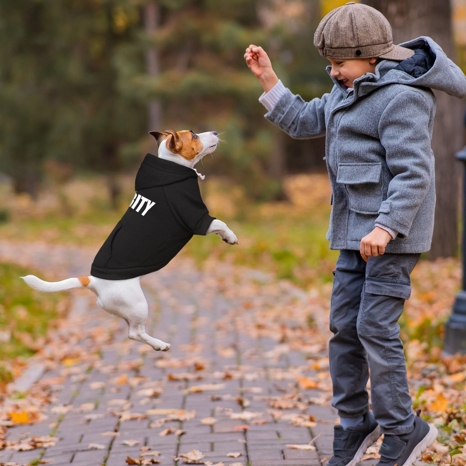 Waoduld dog sweater soft fleece texture conveys cozy comfort during yard play