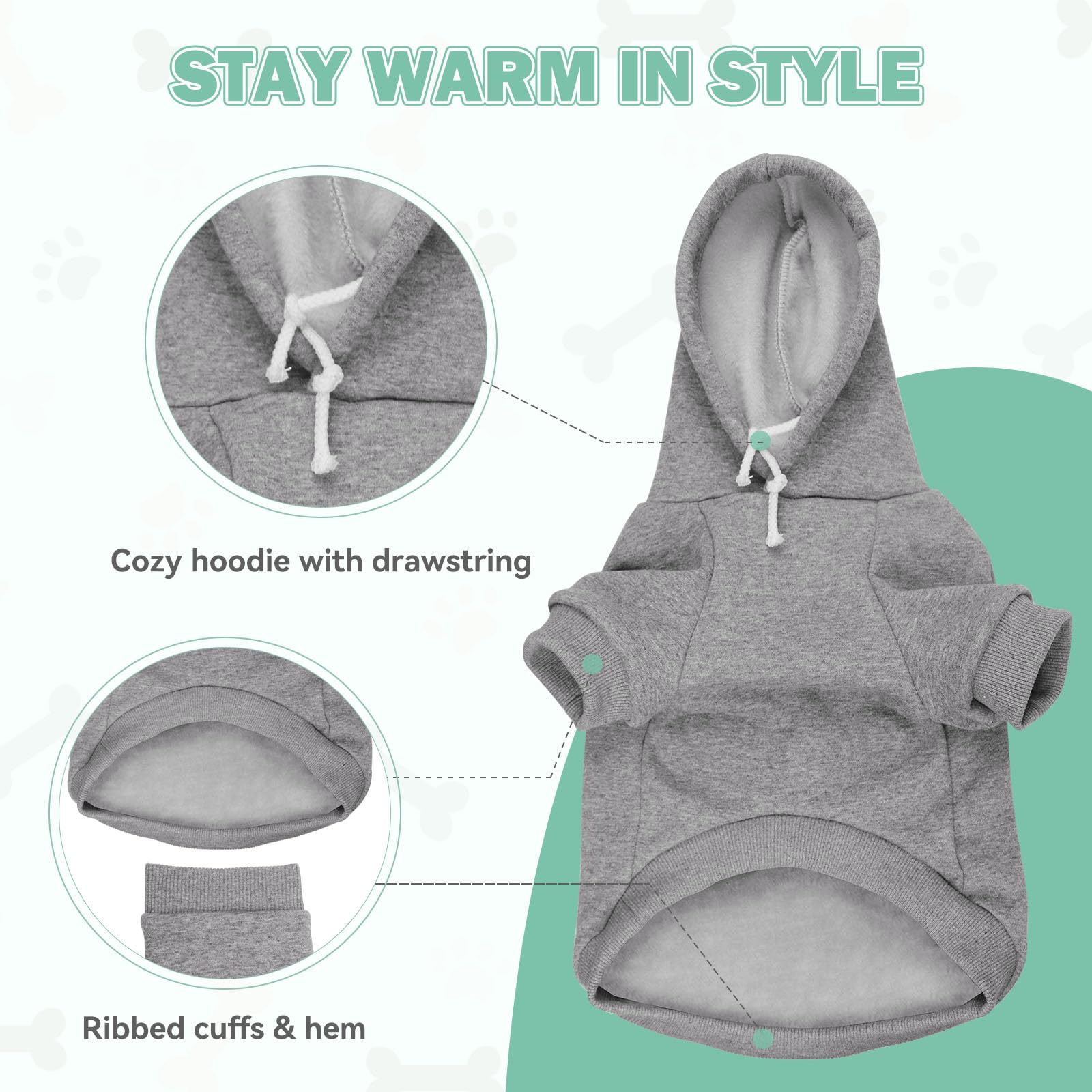 Waoduld dog sweater stretch fabric closeup shows durable flexible comfort.
