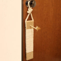 Ware Manufacturing fully assembled door-hanger scratch post enables quick, tool-free setup.