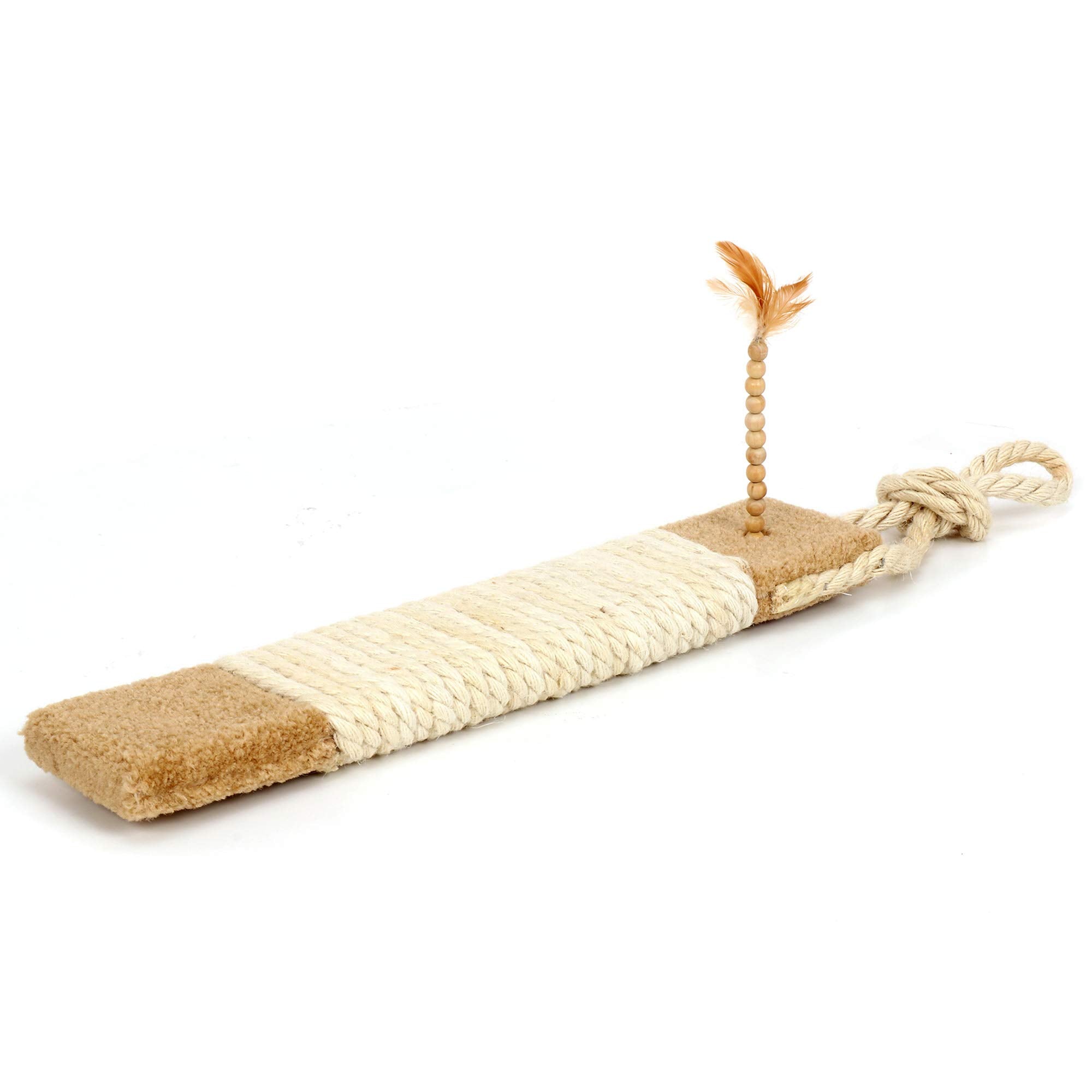 Ware Manufacturing wooden scratch post with carpet provides sturdy, long-lasting feline entertainment.