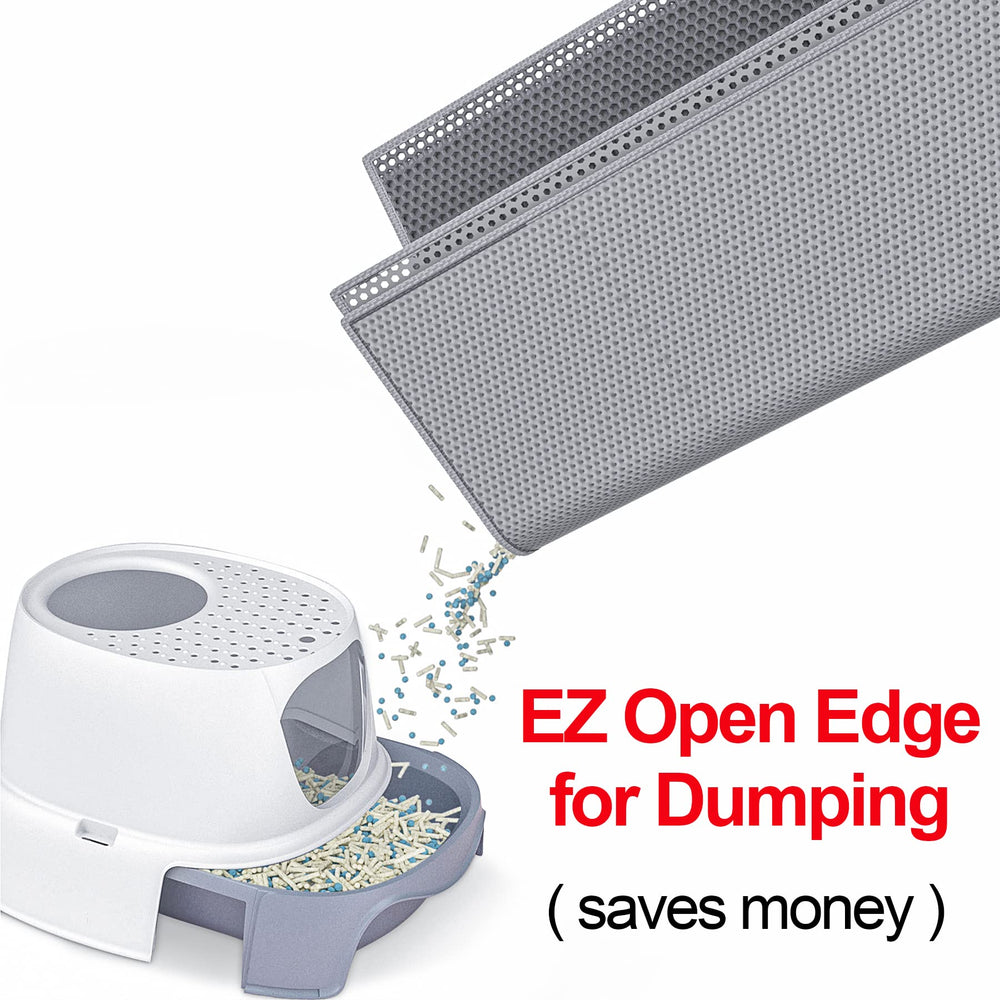 Waretary Cat Litter Mat EZ Open Edge gray top-layer lift for easy cleaning.