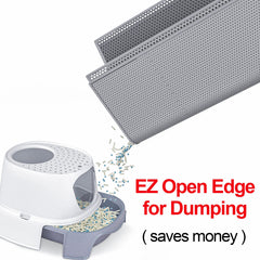 Waretary Cat Litter Mat EZ Open Edge gray top-layer lift for easy cleaning.