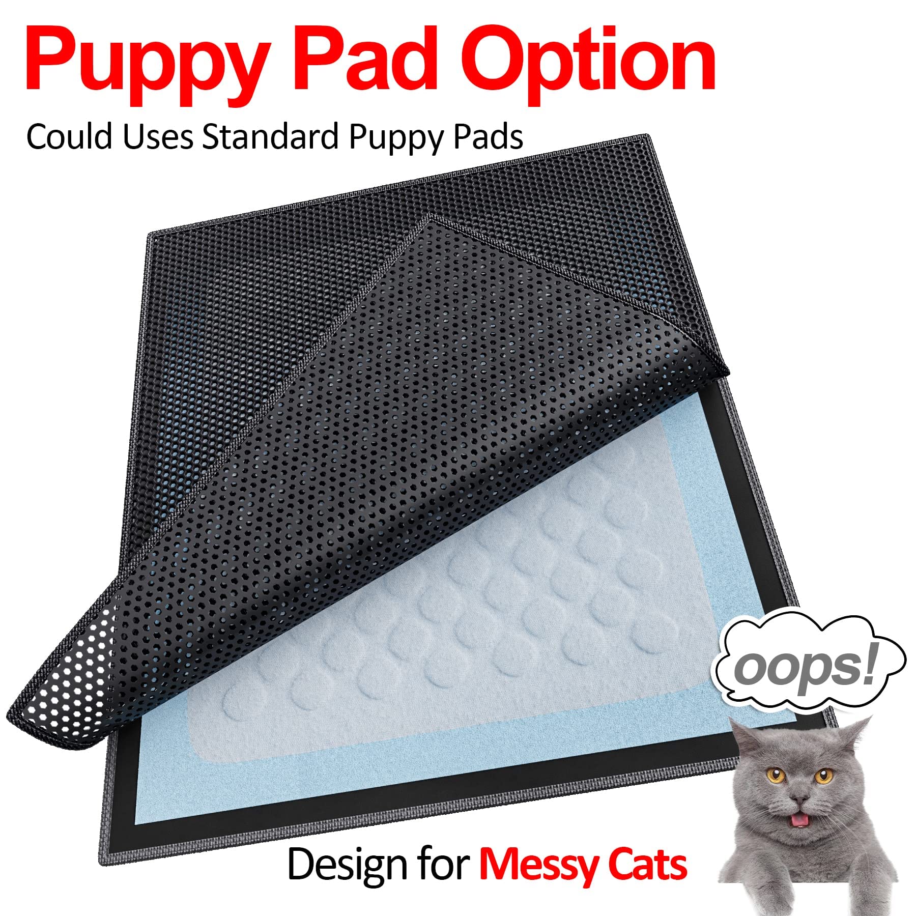 Waretary cat litter mat honeycomb top layer close-up captures litter