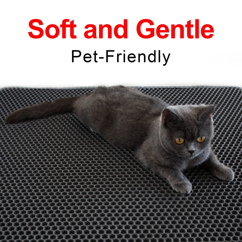 Waretary cat litter mat under litter box setup in a home