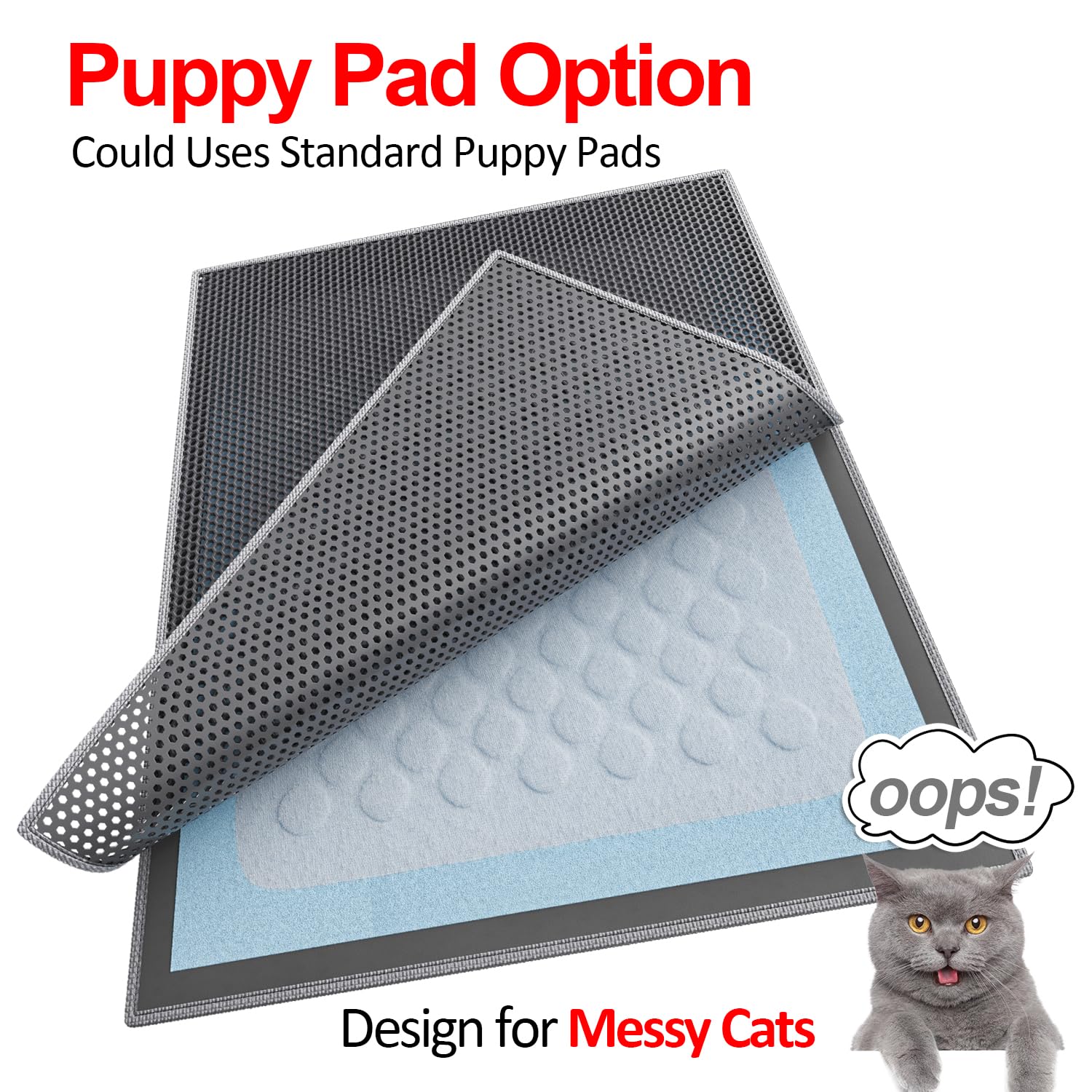 Waretary Cat Litter Mat waterproof bottom gray blocks moisture from reaching floors.